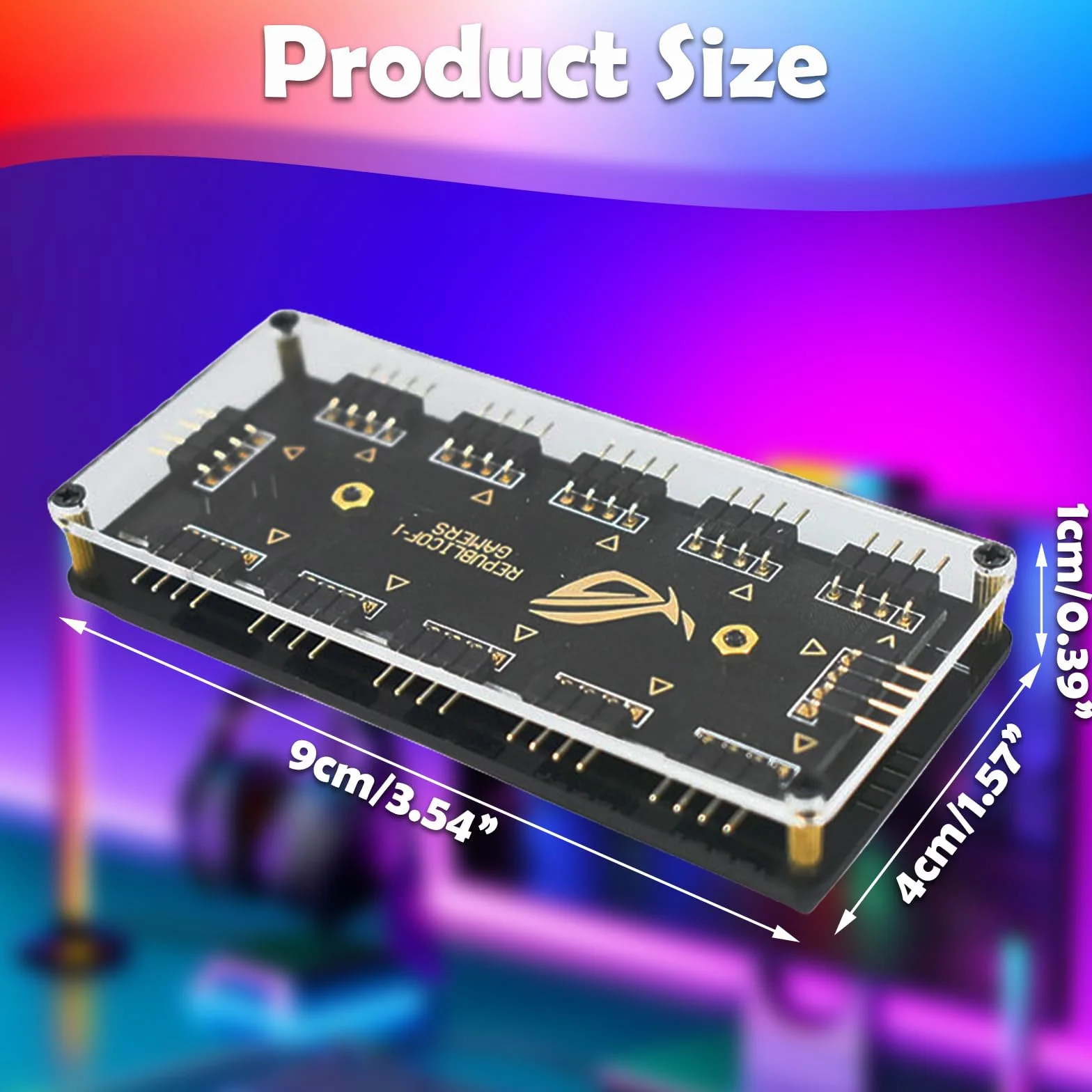 Kontroler RGB, 1 do 10 portów RGB HUB, 12 V 4-pinowy ARGB rozdzielacz Hub, z kablem przedłużającym, 4-pinowy kontroler ARGB, do wentylatora i światła