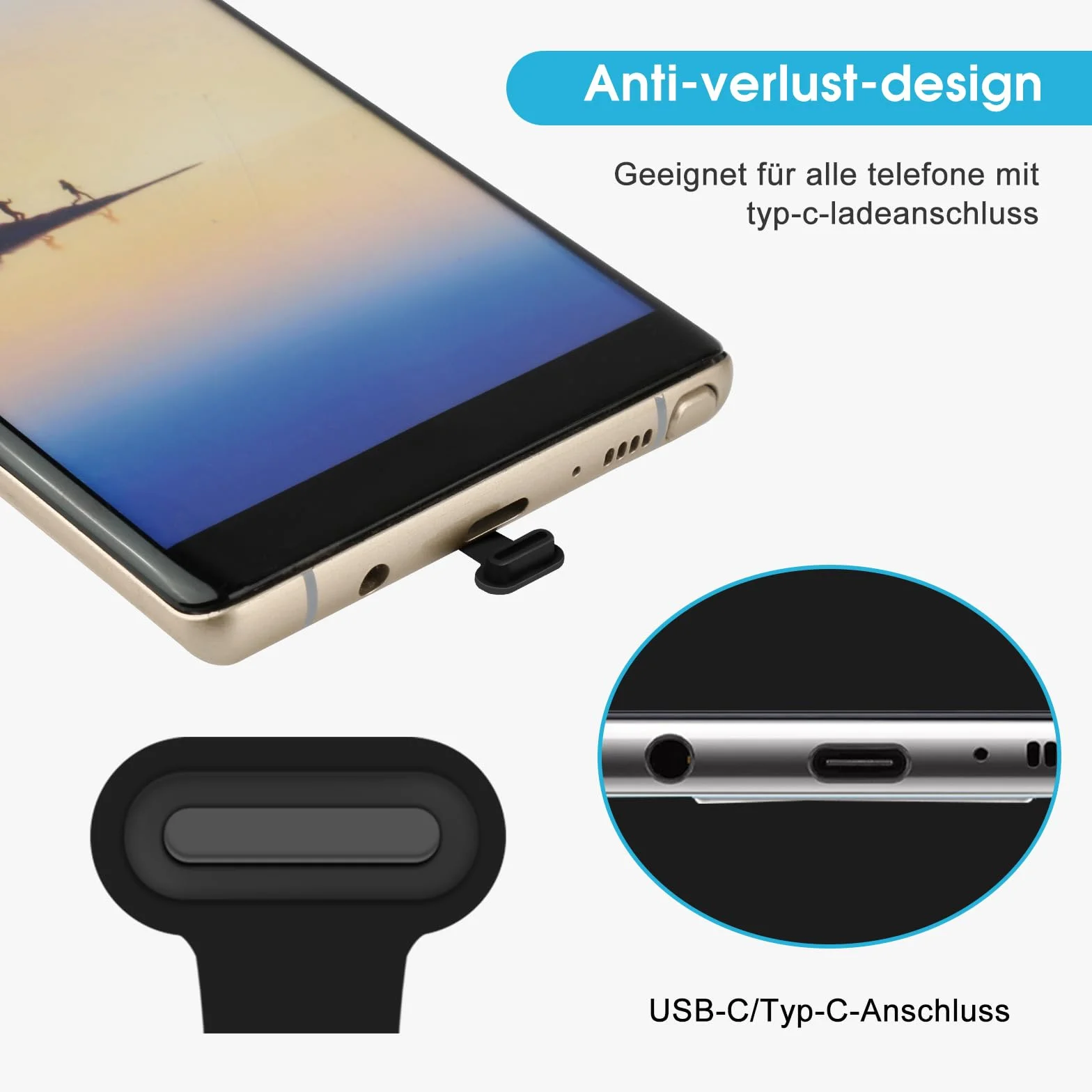 8 sztuk zatyczek C, silikoniczna osłona C, port ładowania USB C