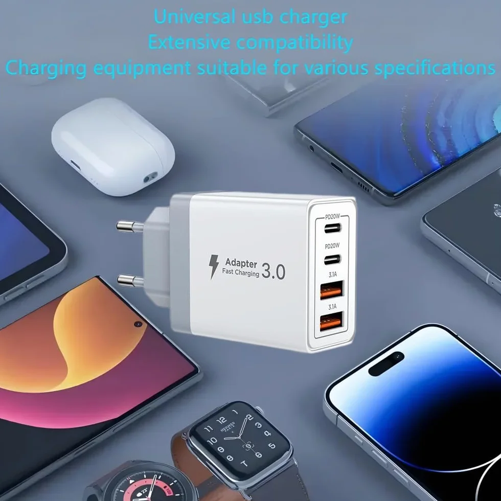 4 USB C Szybka Ładowarka 40W PD & USB A Type C Szybkie Ładowanie Ściany Ładowarka Wtyczka Uniwersalny Mobilny Zasilacz do iPhone Samsung Huawei Xiaomi HTC Motorola Honor iPad itp