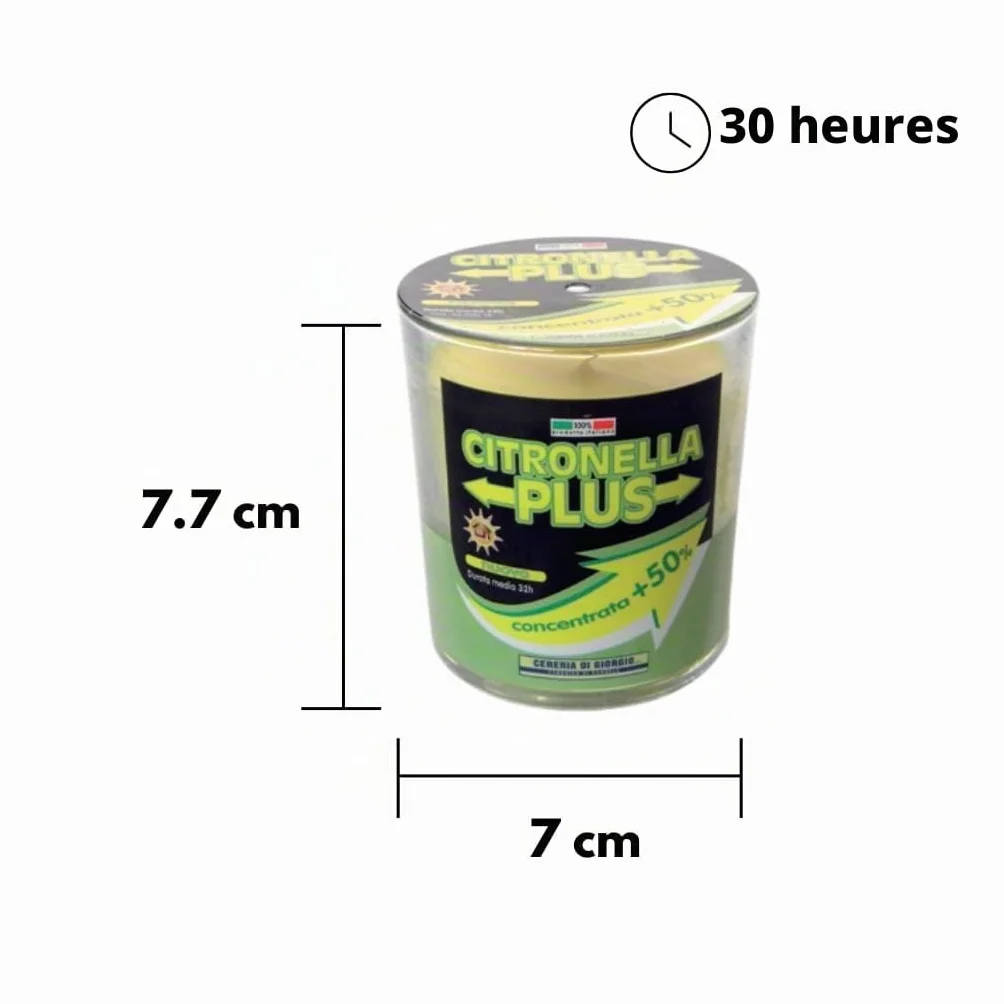Cereria Di Giorgio Bougie en verre Plus Citronnelle de Java Anti Moustiques 32 Heures 7 cm
