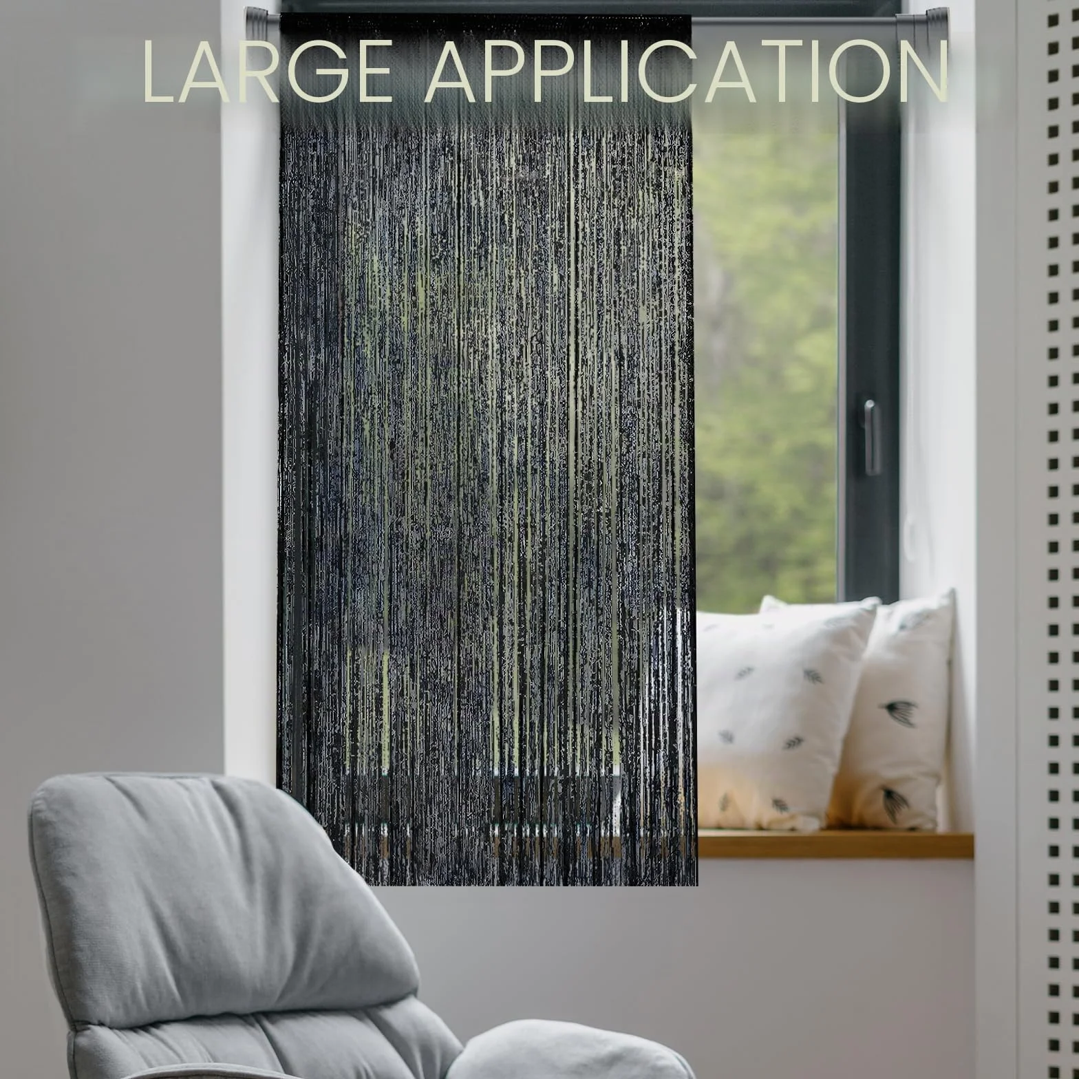 Rideau Anti Mouches à Perles 100 cm x 200 cm Moustiquaire Porte Fenêtre Séparation Pièce Décoratif Noir