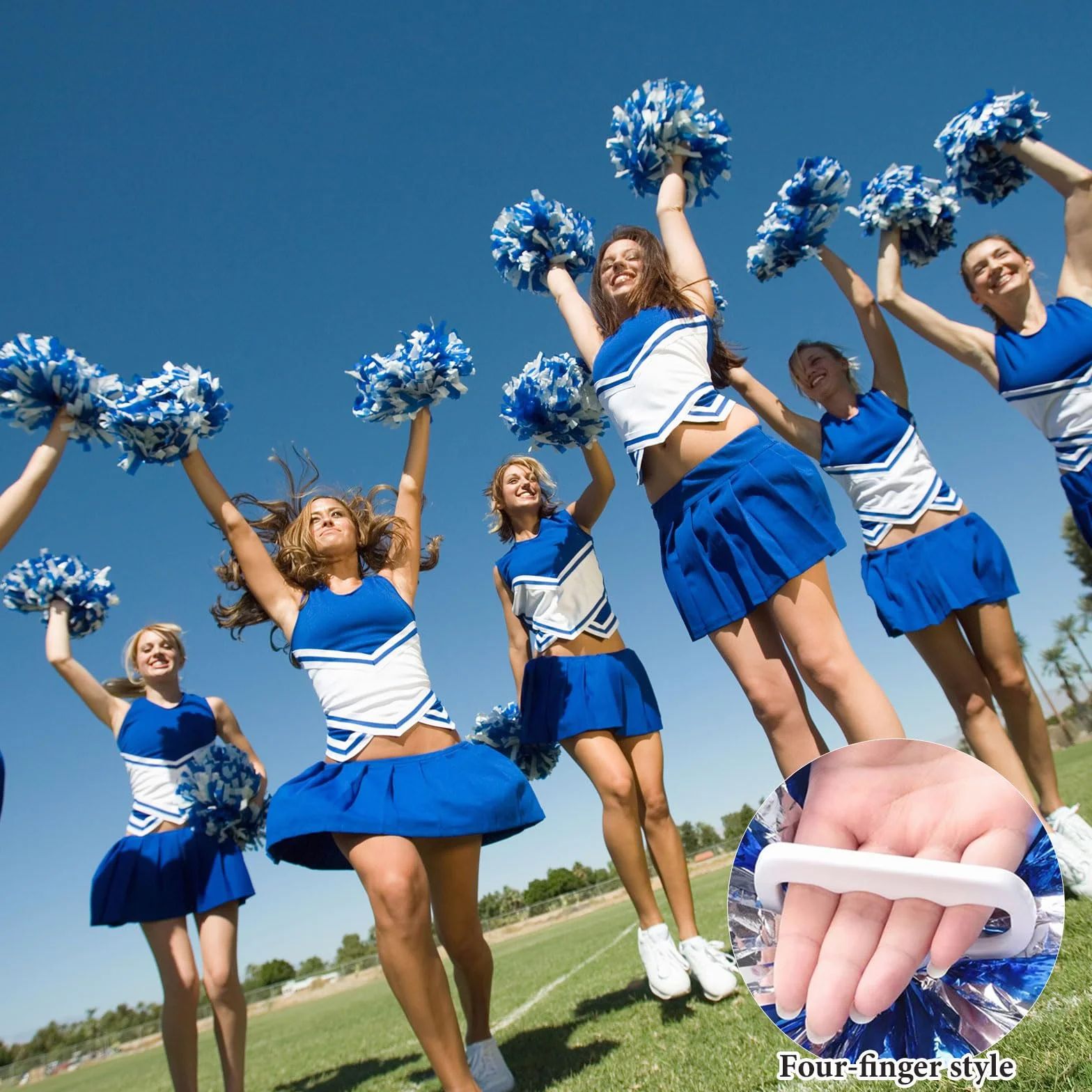 Lot de 8 Pompons de Cheerleading, avec système de Fixation à Quatre Doigts, Parfaits pour Encourager Les équipes Sportives, la Danse et Les Supporters.