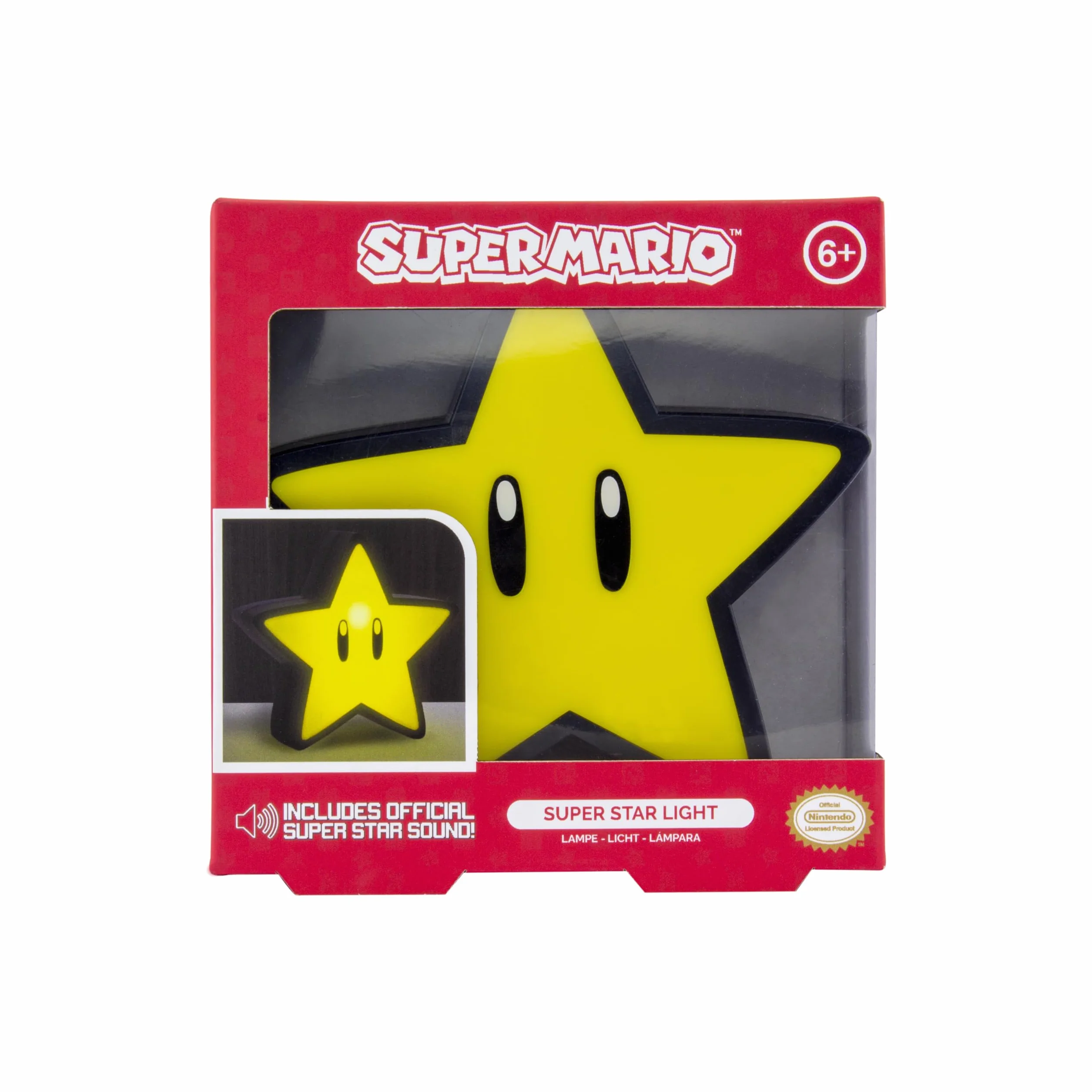 Paladone Super Mario Super Star Lamp with Sound - Officielle Nintendo, Lampe Originale pour Chambre de Gamer