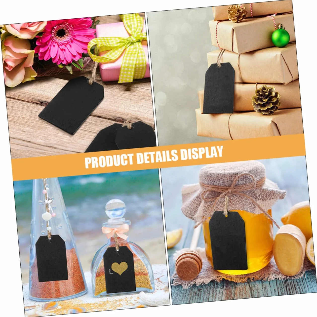 Lot de 32 Mini Étiquettes Suspendues Réutilisables avec Corde pour Décoration de Bouteilles Mariages
