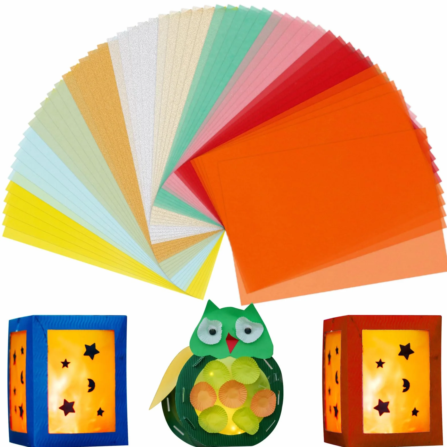 Dadabig 50 Feuilles Papier Calque A4, Papier Vitrail Couleur 100 g/m² pour Artisanat DIY