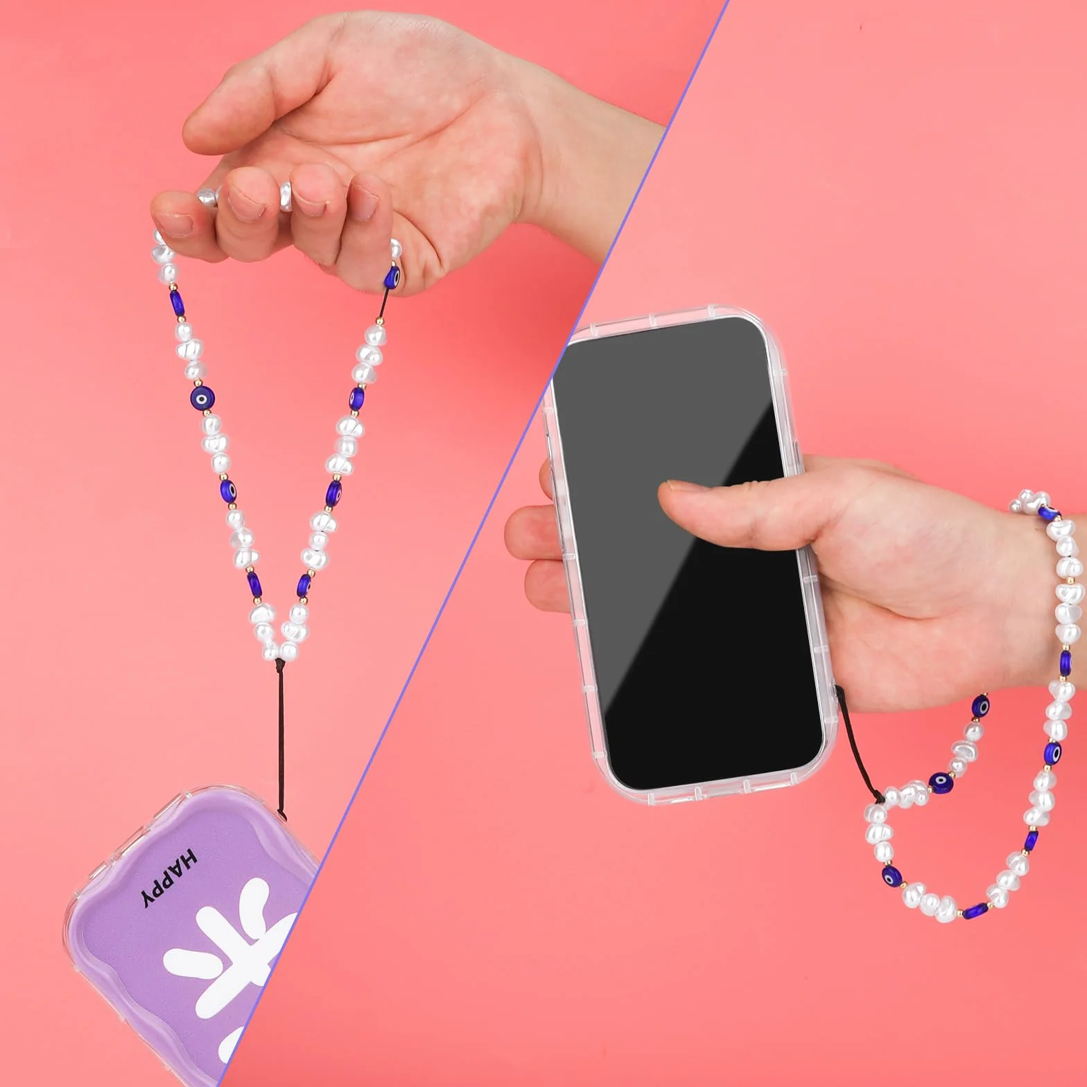 2 szt. Koralik Phone Charm, Okragle o Specjalnym Ksztalcie Koralik Phone Lanyard Zapobiegajace Zgubieniu Pasek na Nadgarstek do Telefonu Uroczy Brelok do Telefonu dla Mezczyzn Kobiet Par