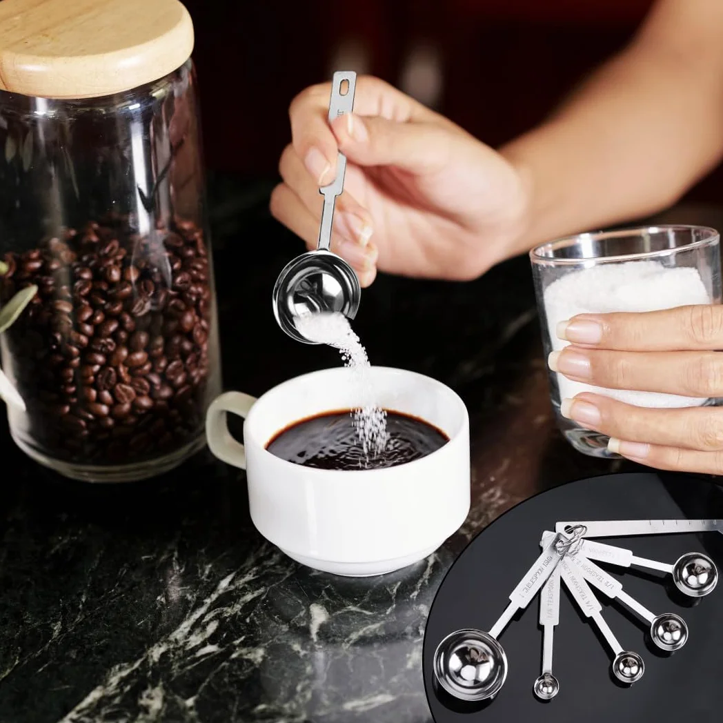 Ensembles de cuillères doseuses en acier inoxydable, 10 pièces tasses à mesurer