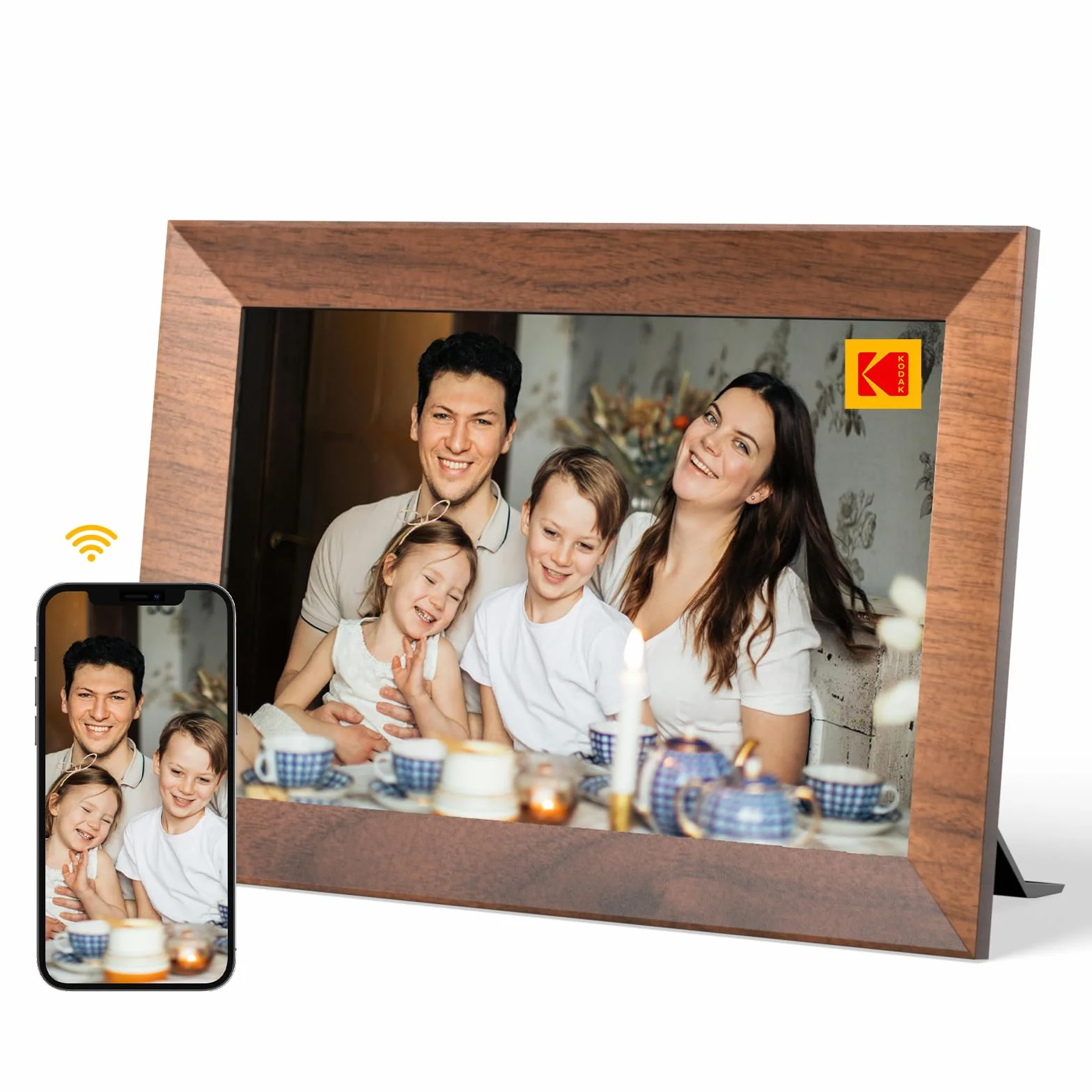 KODAK Cyfrowa ramka na zdjęcia Wi-Fi 10,1", ekran dotykowy HD IPS, elektroniczna ramka na zdjęcia z pamięcią 32 GB, automatyczne obracanie zdjęć, udostępnianie zdjęć lub filmów w dowolnym miejscu za