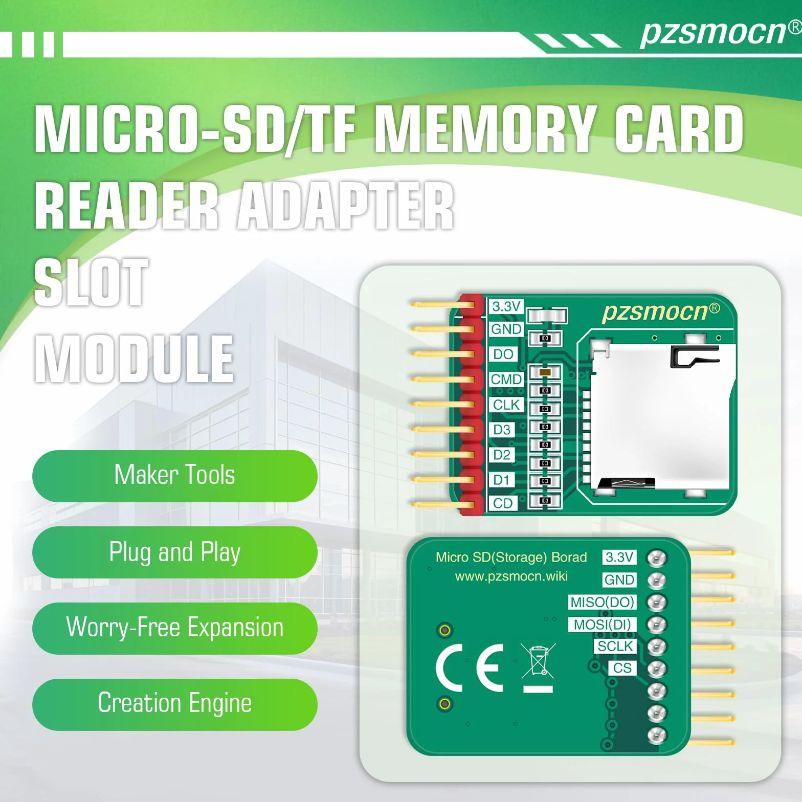 Module De Prise pour Lecteur De Mémoire Micro-SD/TF (2 pièces) Compatible avec Raspberry Pi Et Arduino Board