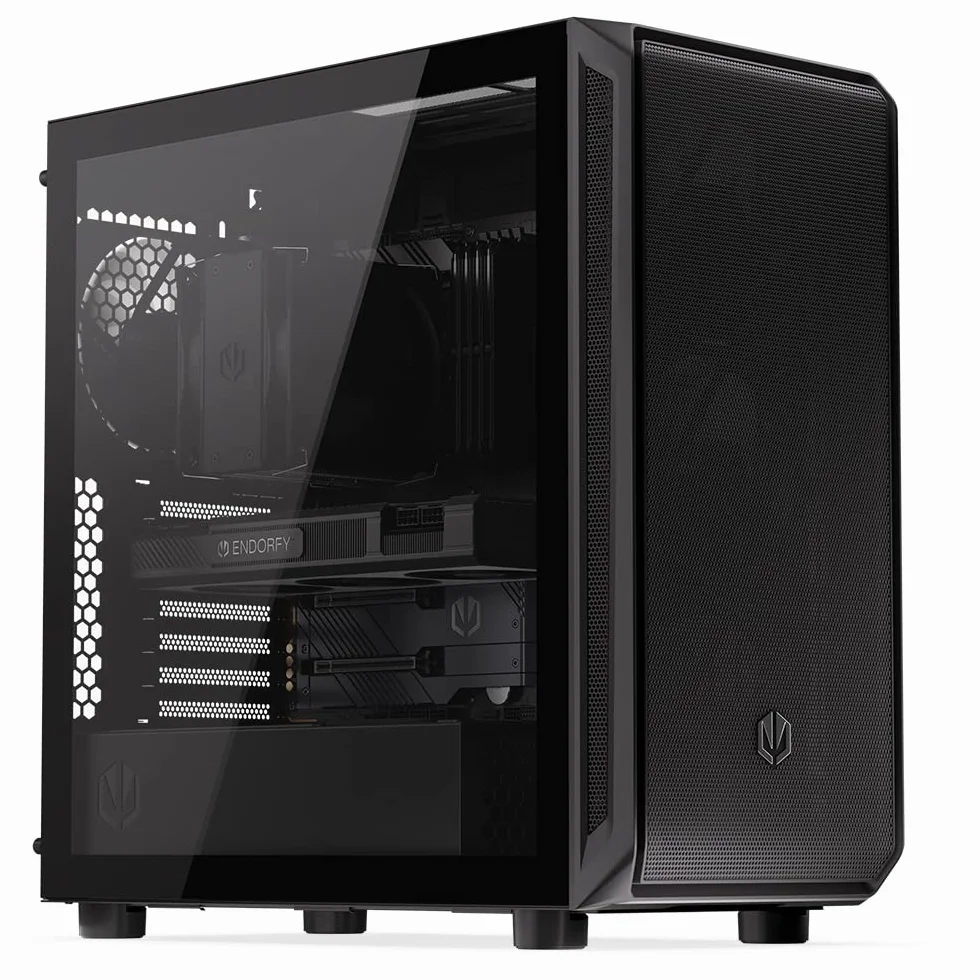 ENDORFY Arx 700 Air, przestronna obudowa ATX, wentylatory 5x140 mm w zestawie, wysoka kompatybilność z wieloma komponentami, miejsce na dwie chłodnice do 360 mm, góra i przód z przewiewnej siatki mesh