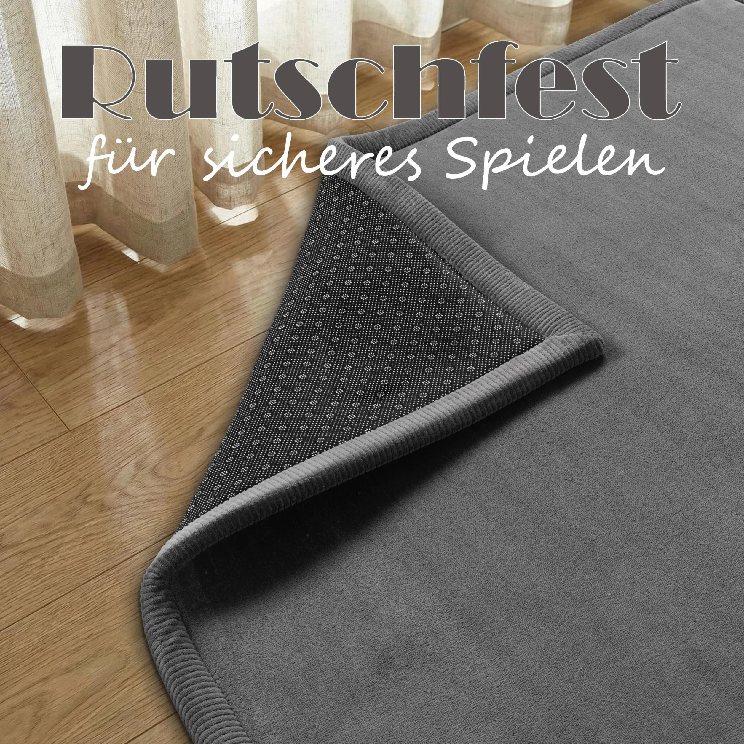 Paco Home Tapis Chambre Enfant Bebe Fille Garcon Moelleux Antidérapant Moderne 100x200 cm Anthracite