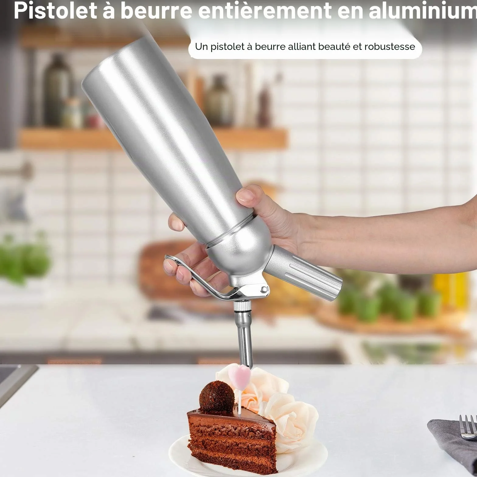 Siphon à Chantilly Professionnel 500ml avec 3 Douilles Inox Aluminium pour Mousses et Crèmes