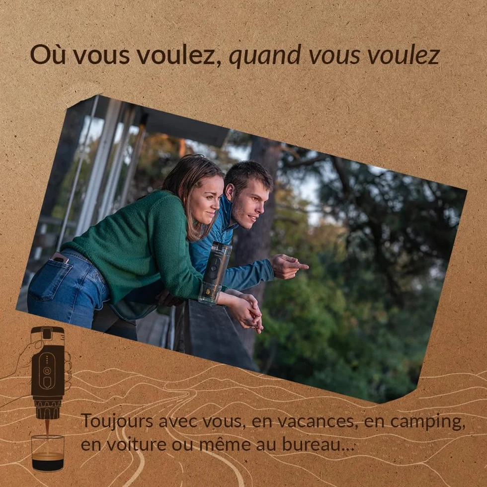 Handpresso - Cafetière portable E-Presso 21700 | Machine a cafe portable avec batterie USB réservoir 60ml - Cafetiere de voyage pour capsules expresso ou café moulu – mini cafetière à batterie