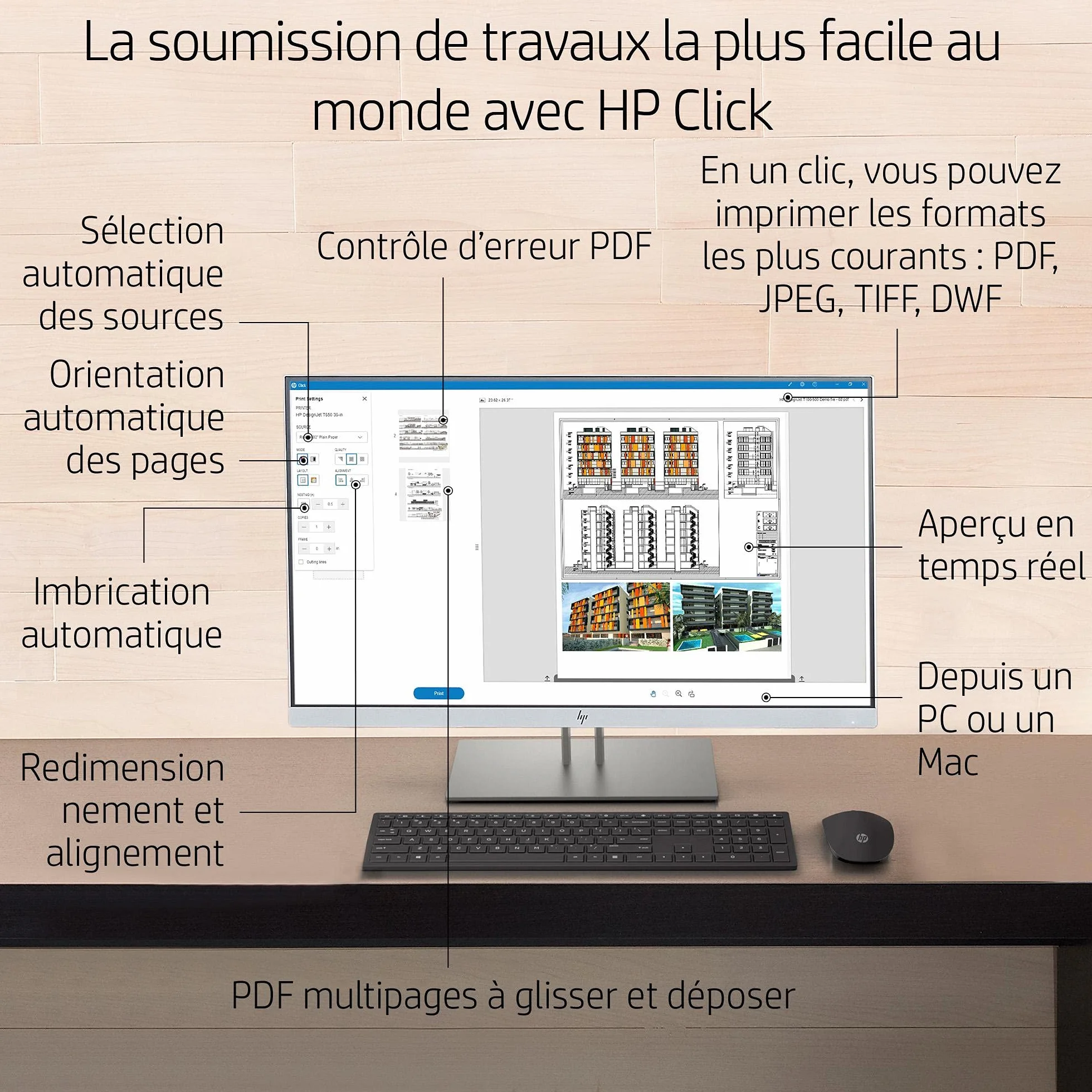 HP DesignJet T650 Imprimante Grand Format 36 Pouces A0 Wi-Fi Ethernet USB 2.0
