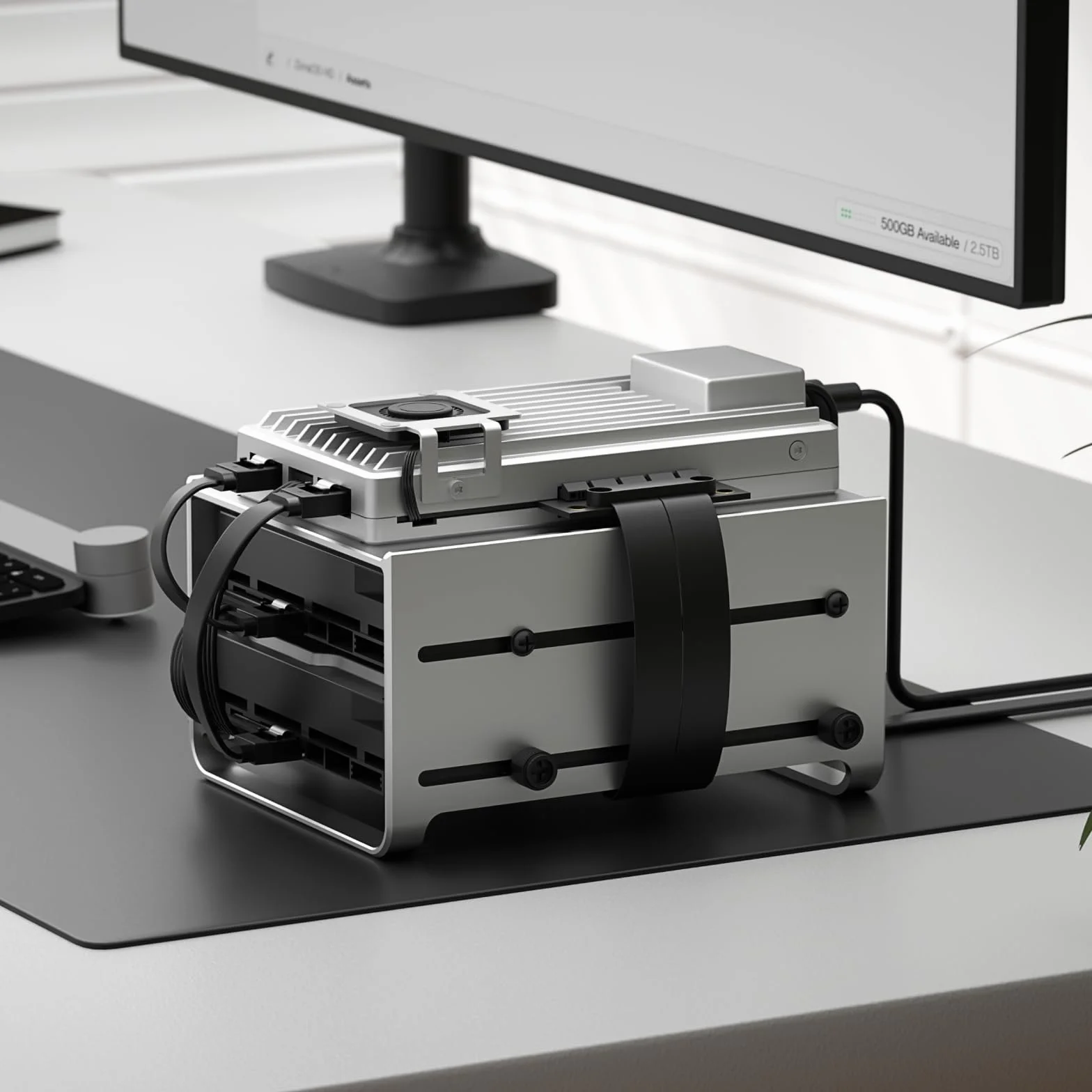ZimaBoard Uchwyt HDD 2-kieszeniowy do ZimaBoard 2, Aluminiowy stelaż na dwa dyski 3,5", Kompaktowa rama NAS/serwera domowego, Łatwy montaż, Przyjazny dla kabli układ, Srebrny