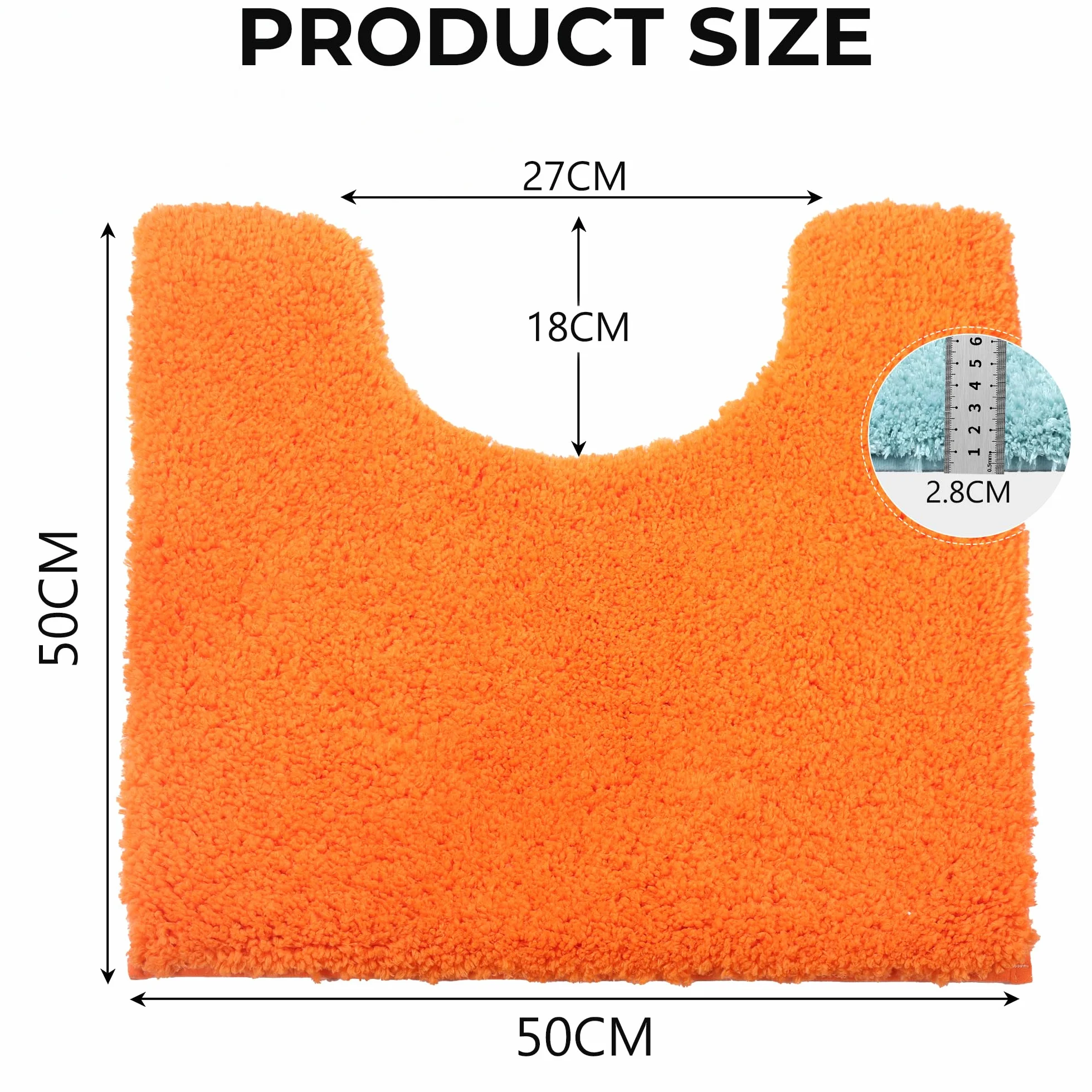 Tapis de Bain Antidérapage en Forme de U 50x50cm Microfibre Douce Absorbant Lave à Machine