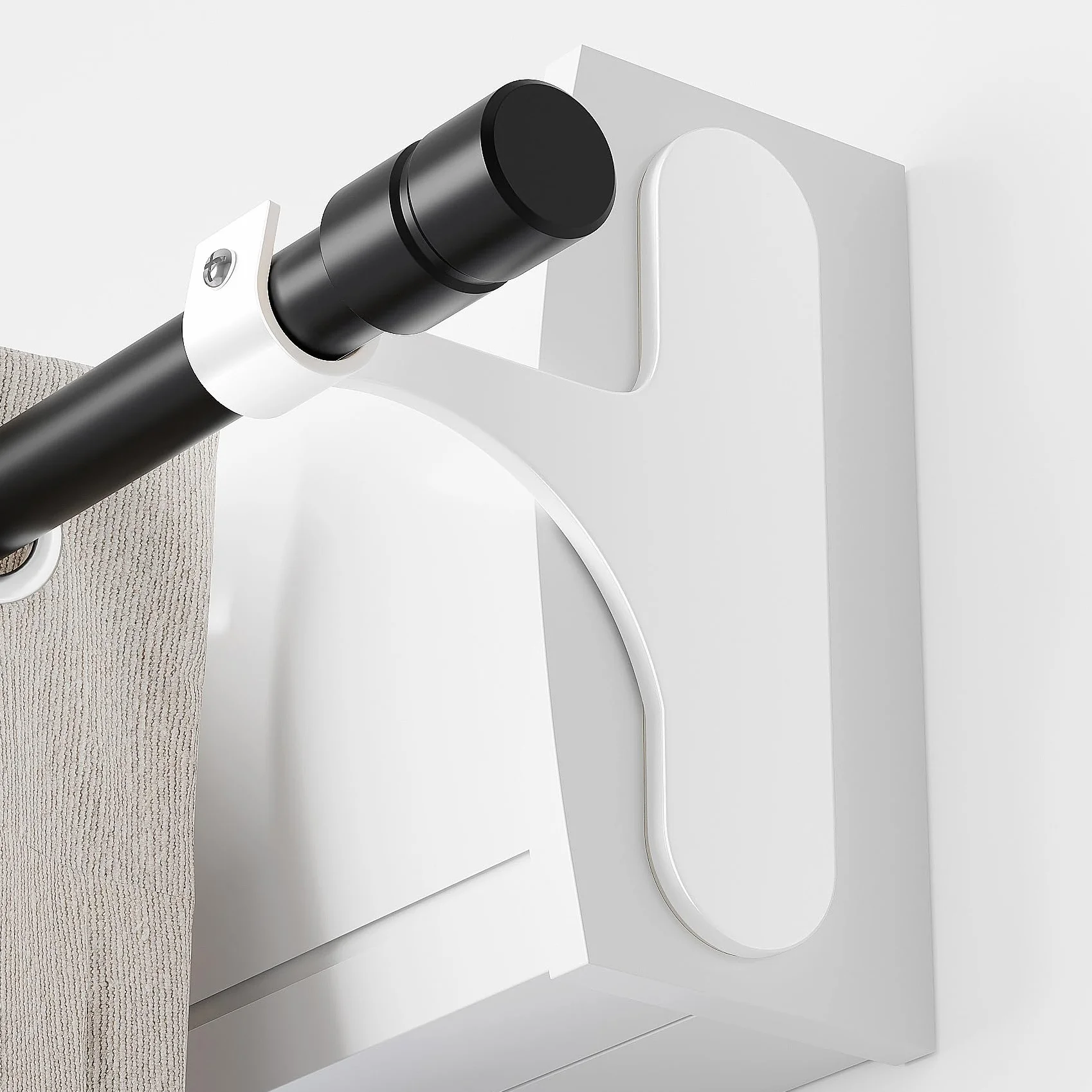 Tringle Rideaux Sans Perçage pour Coffre Volet Roulant - Fixation Auto-adhésive, Lot de 2, Barres 19-28 mm, Métal Résistant, Blanc