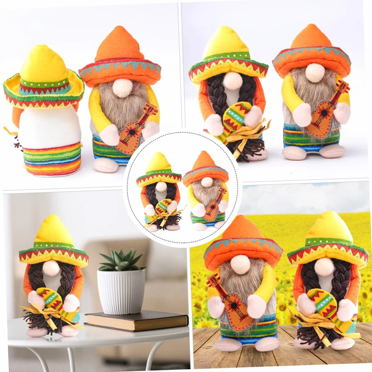 Cabilock 2 pièces Poupées Mexicaines avec Sombrero Ensemble De Jouets Festifs pour Décoration Et Jeux