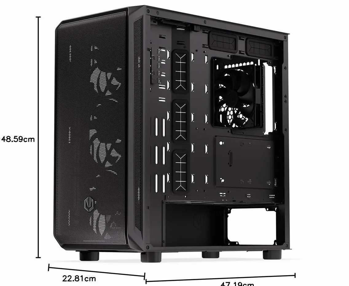 ENDORFY Arx 700 Air, przestronna obudowa ATX, wentylatory 5x140 mm w zestawie, wysoka kompatybilność z wieloma komponentami, miejsce na dwie chłodnice do 360 mm, góra i przód z przewiewnej siatki mesh