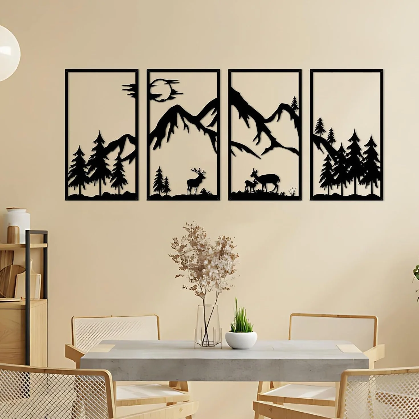 Decoration Murale Metal Tableaux Decoratifs Muraux Montagne Forêt Cadre Deco Salon Chambre