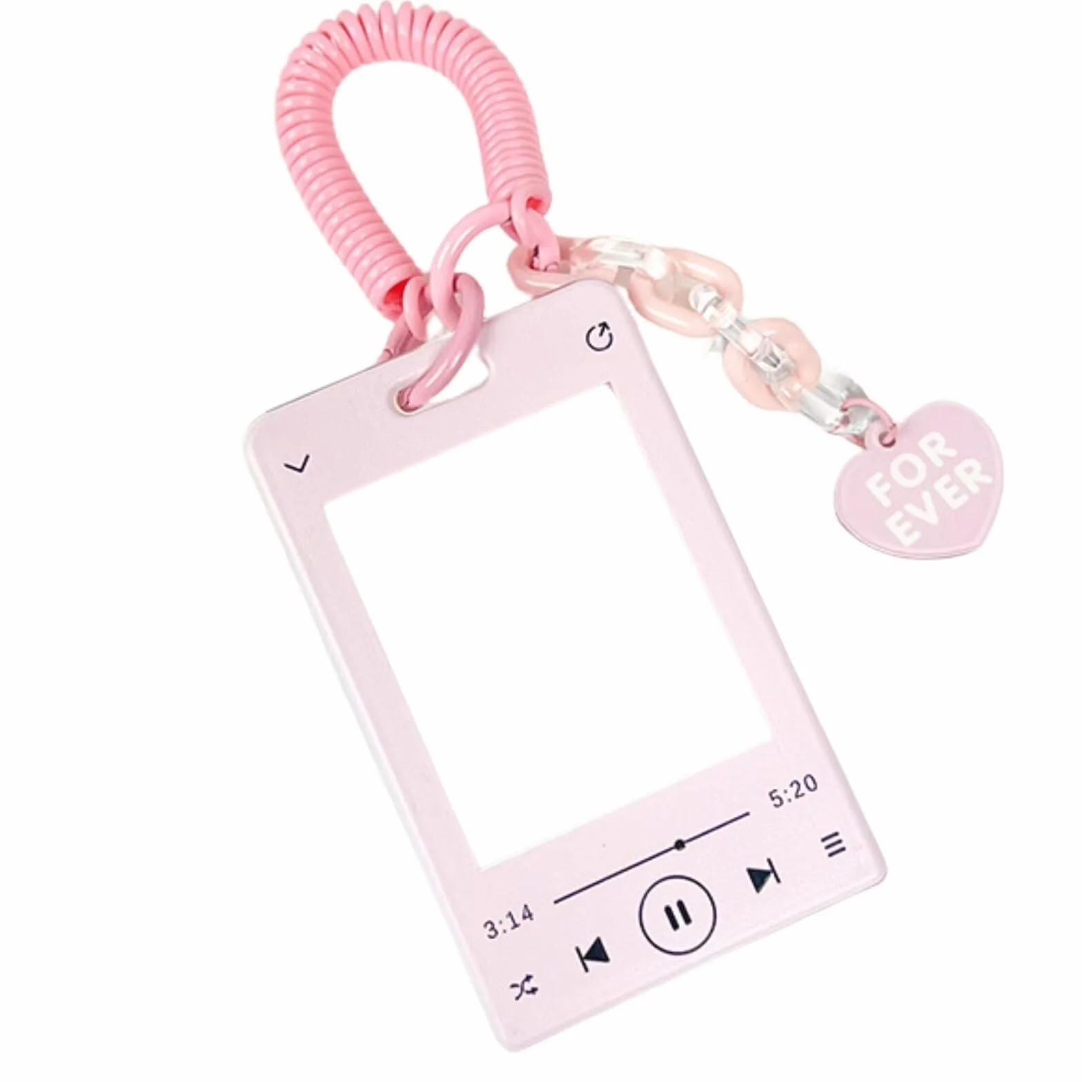 Lecteur de Musique Kpop Photocard Porte-Clés, Cadre Photo Acrylique 3x4 Pouces, Album Kpop Rose