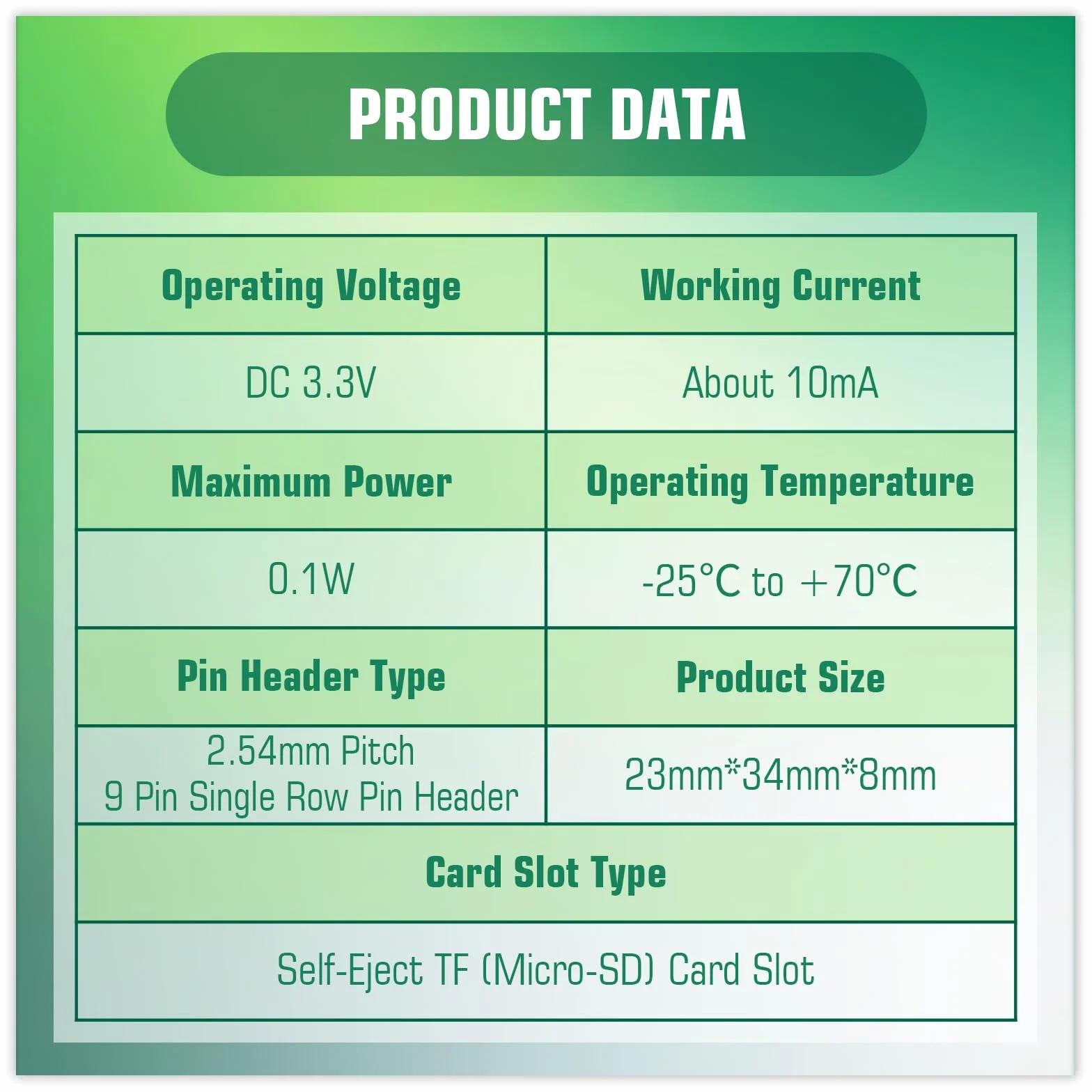 Module De Prise pour Lecteur De Mémoire Micro-SD/TF (2 pièces) Compatible avec Raspberry Pi Et Arduino Board