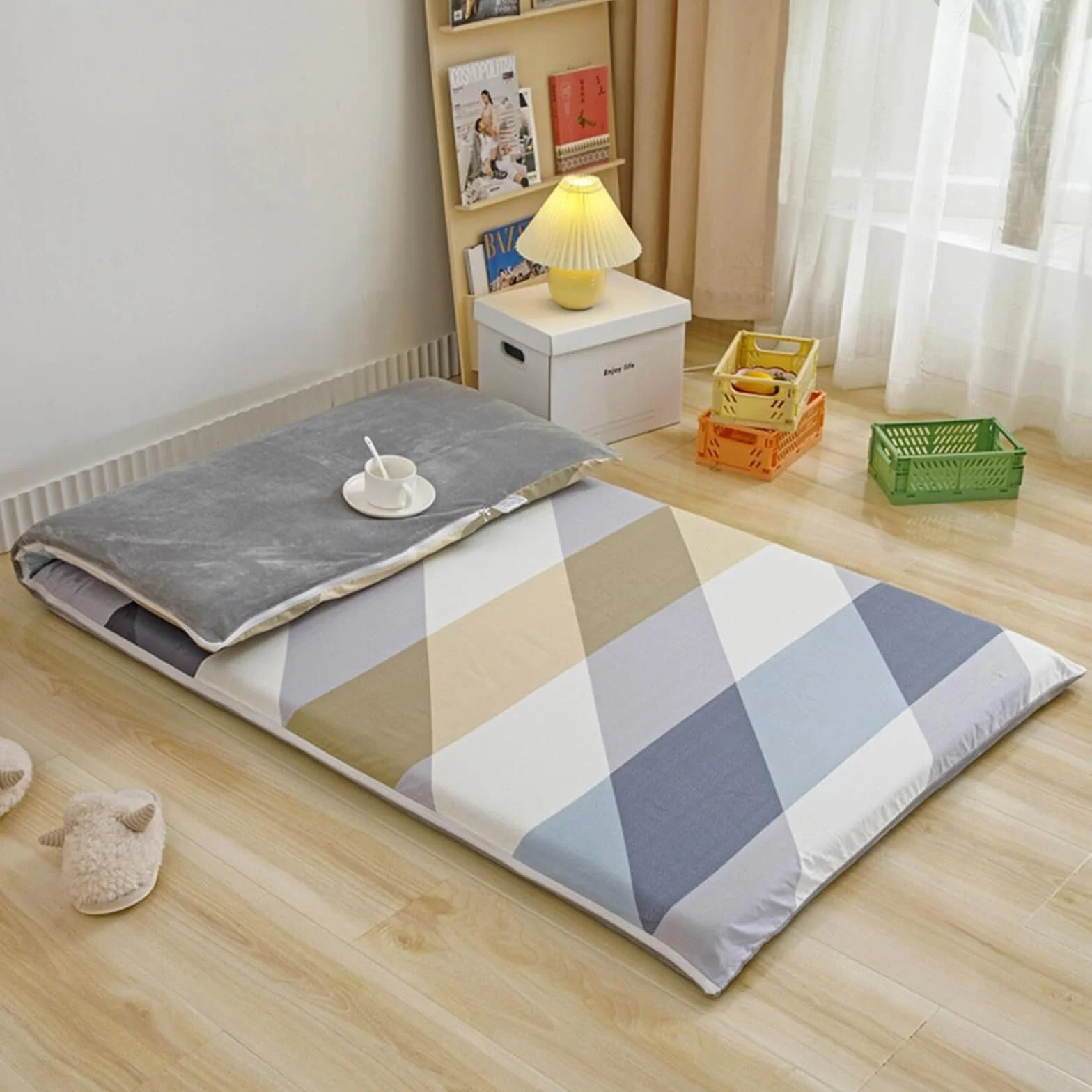 Housse de Matelas Imprimée avec Fermeture Éclair, pour Matelas Futon Japonais Traditionnel, 80x190cm