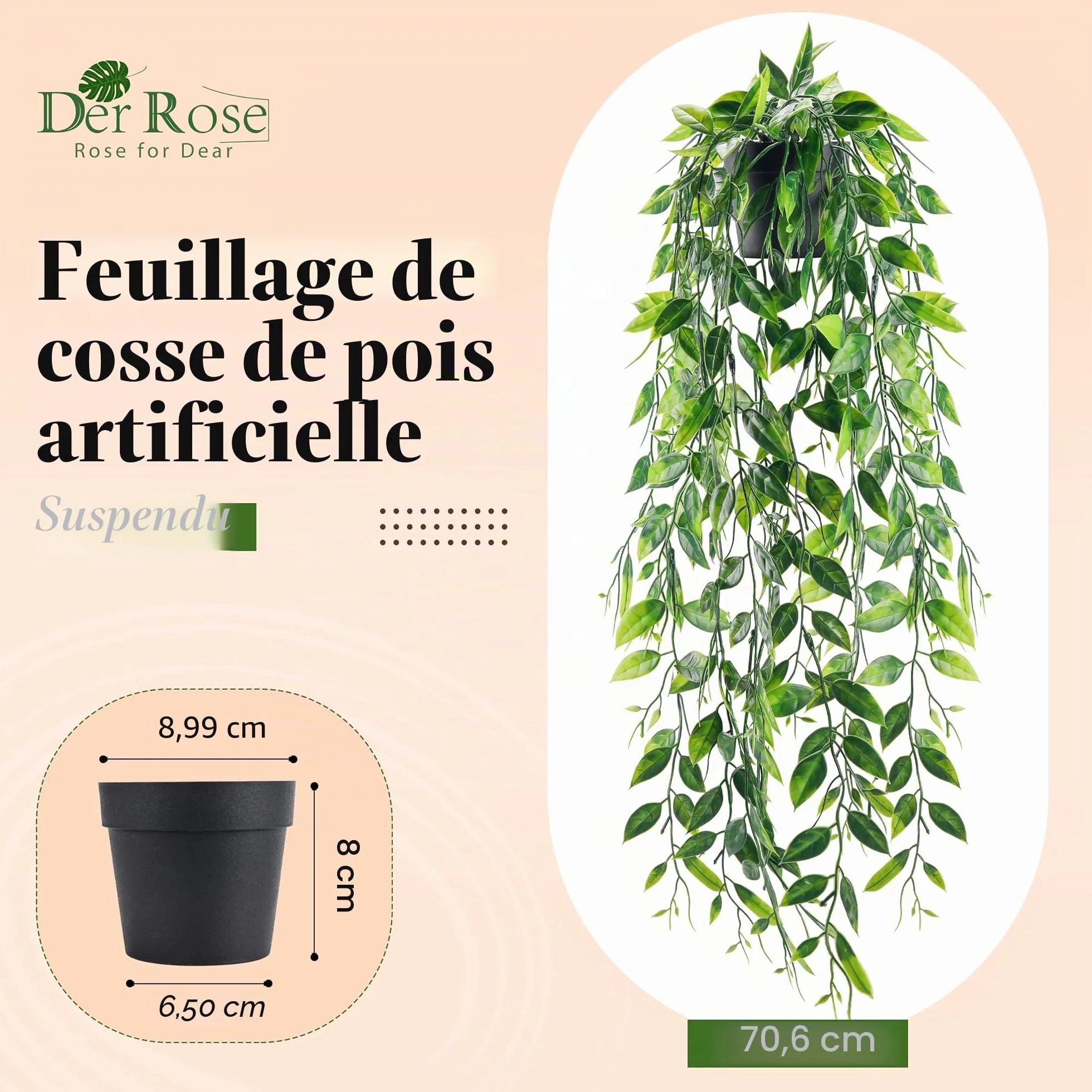 Der Rose Plante Artificielle Tombante pour Décoration Intérieur et Extérieur