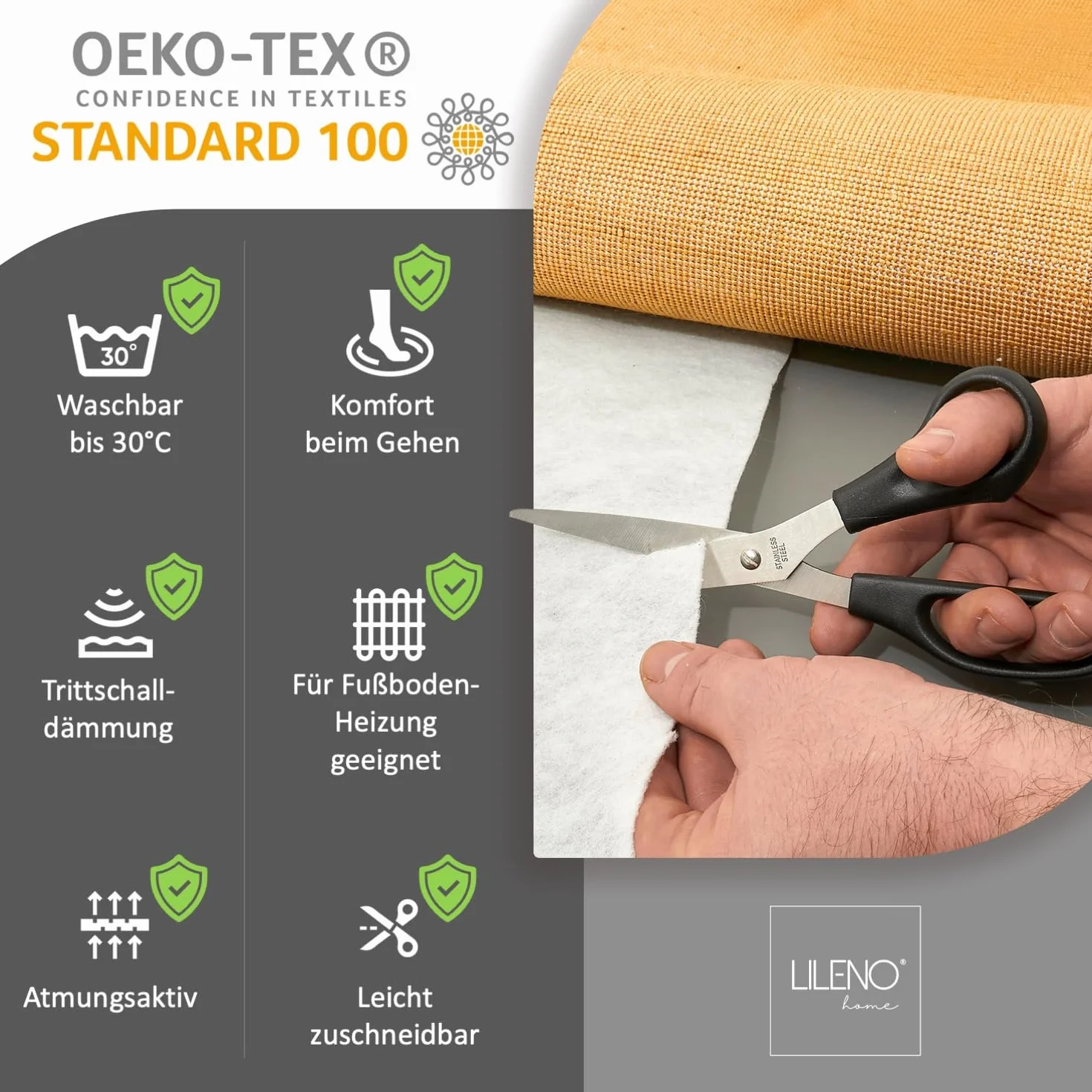 Tapis Antidérapant LILENO HOME 80 x 150 cm Non-Tissé Fin Découpable Universel