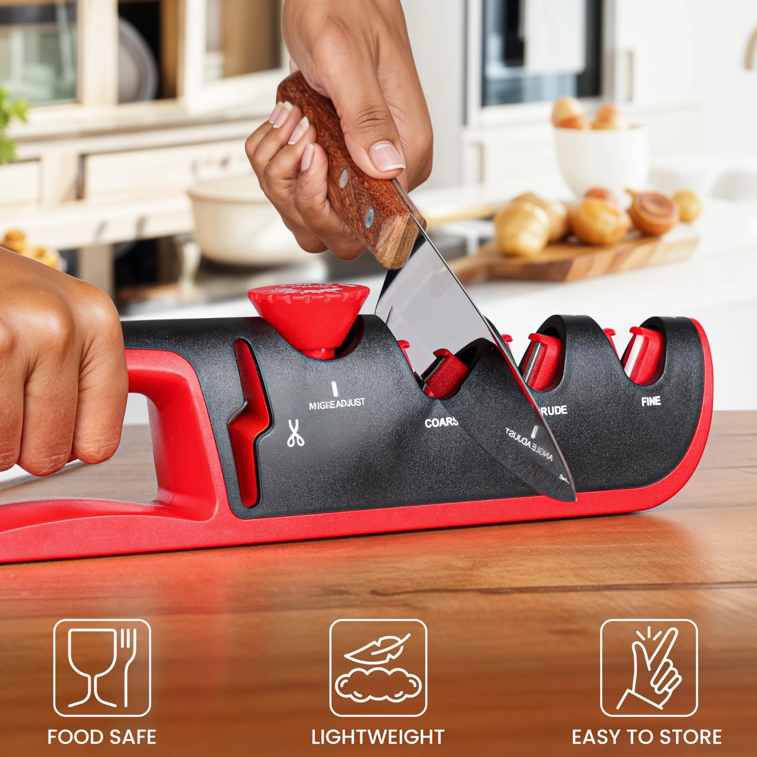 Belle Vous Aiguiseur de Couteau Manuel 6 Angles Réglables pour Couteaux et Ciseaux de Cuisine