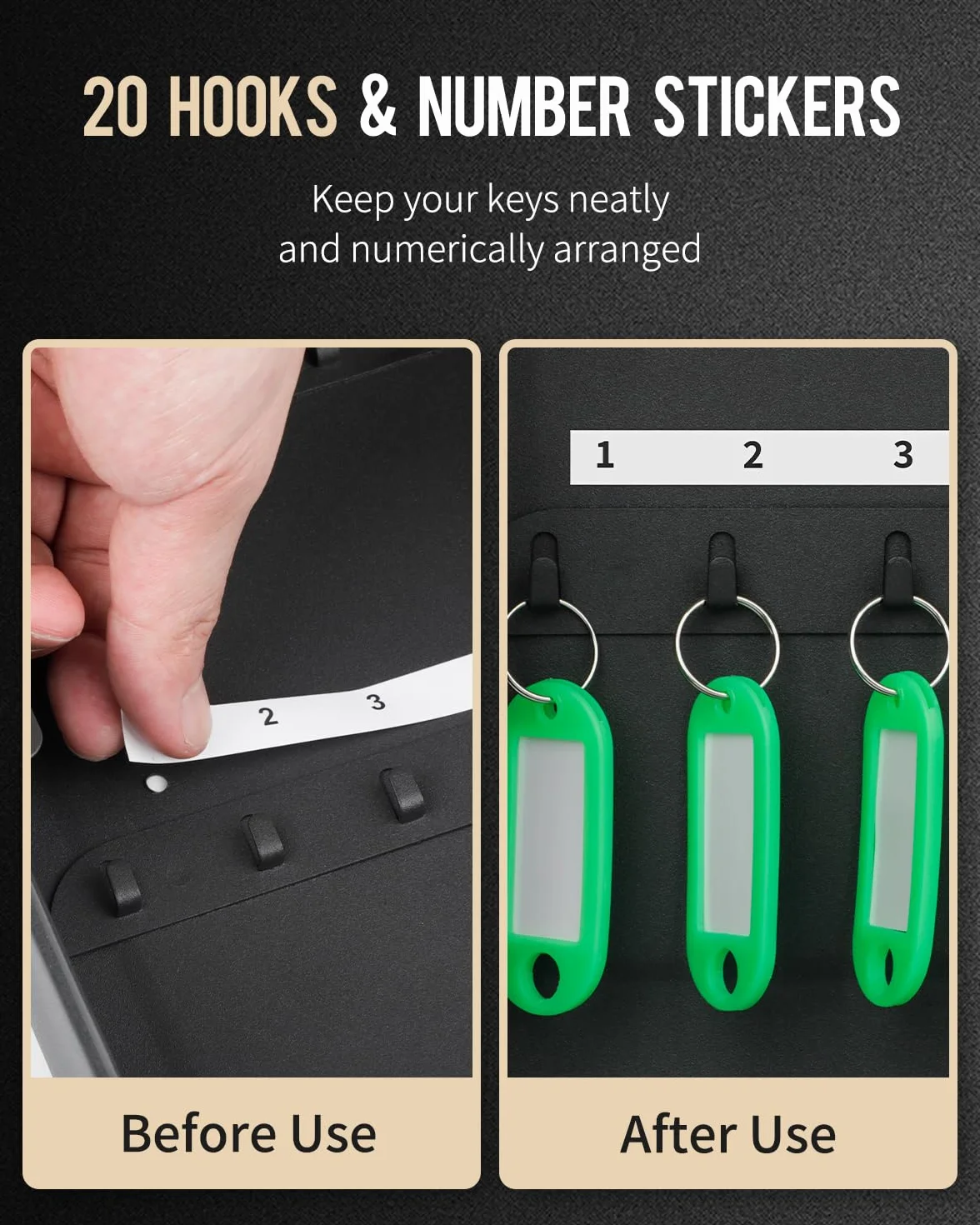 Uniclife Armoire à Clés 20 Positions Serrure à Combinaison Réinitialisable Boîte à Clés Numérique Noire