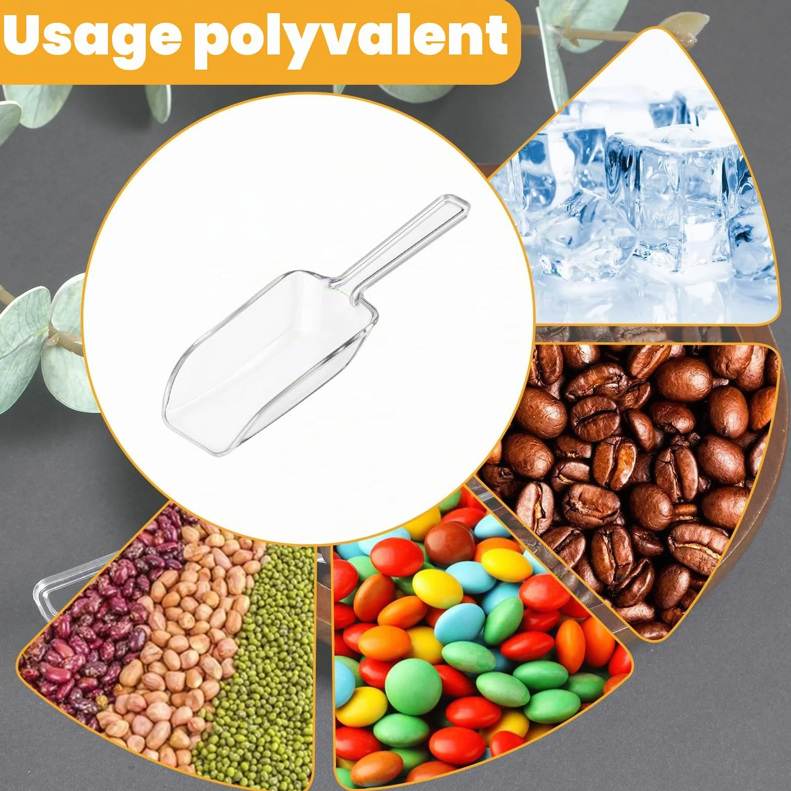 Lot de 12 Pelles de Cuisine en Plastique Transparent Multifonctionnelles pour Glace, Farine, Café et Thé