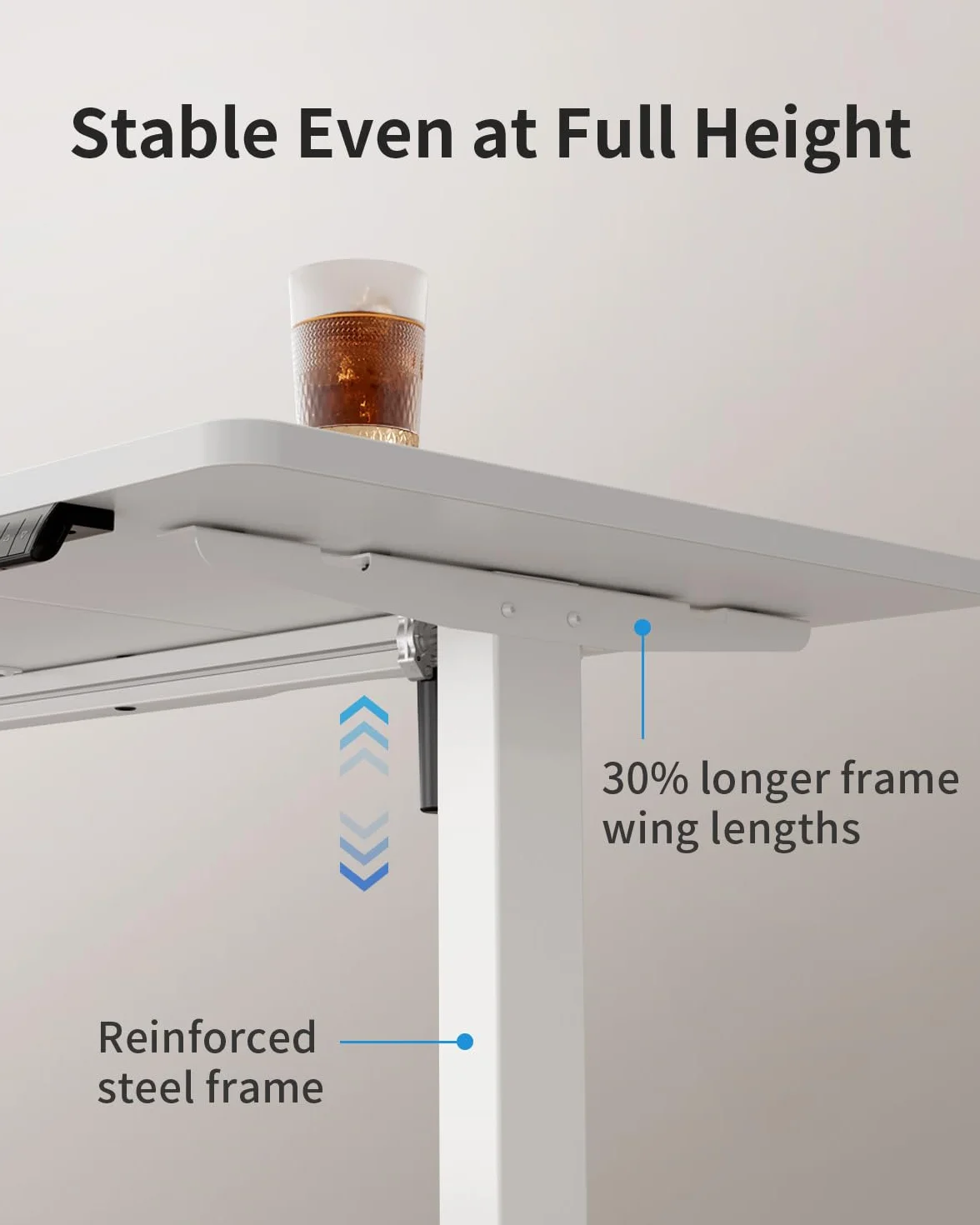 FEZIBO Bureau Électrique Réglable en Hauteur 120 x 60 cm avec Ports USB-A et USB-C, Blanc