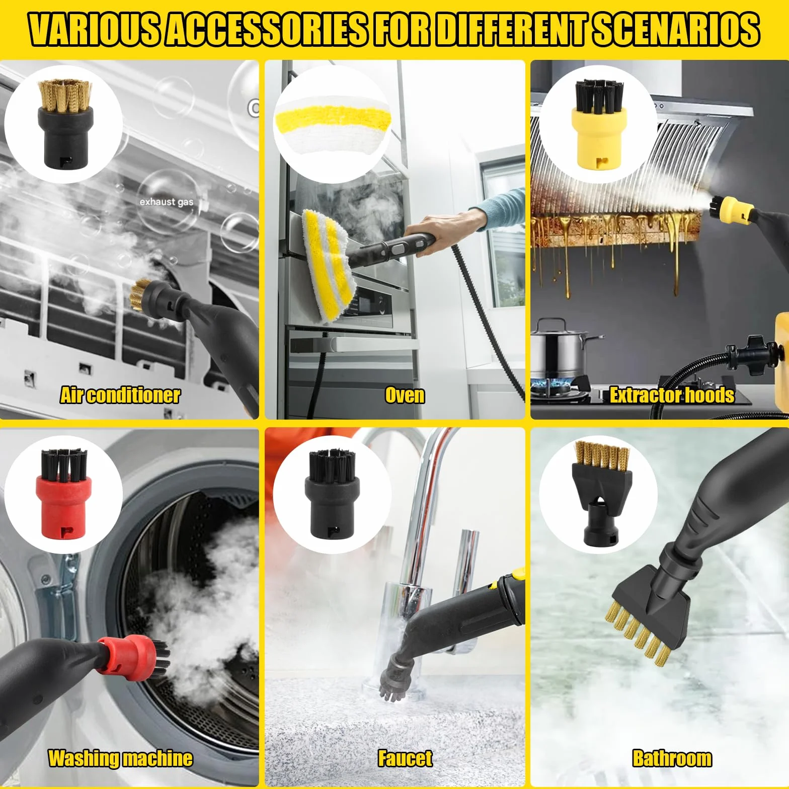 Kit 18 Accessoires Nettoyeur Vapeur Kärcher EasyFix SC1 SC2 SC3 SC4 SC5 - Buses Brosses Raclette Chiffons Microfibre