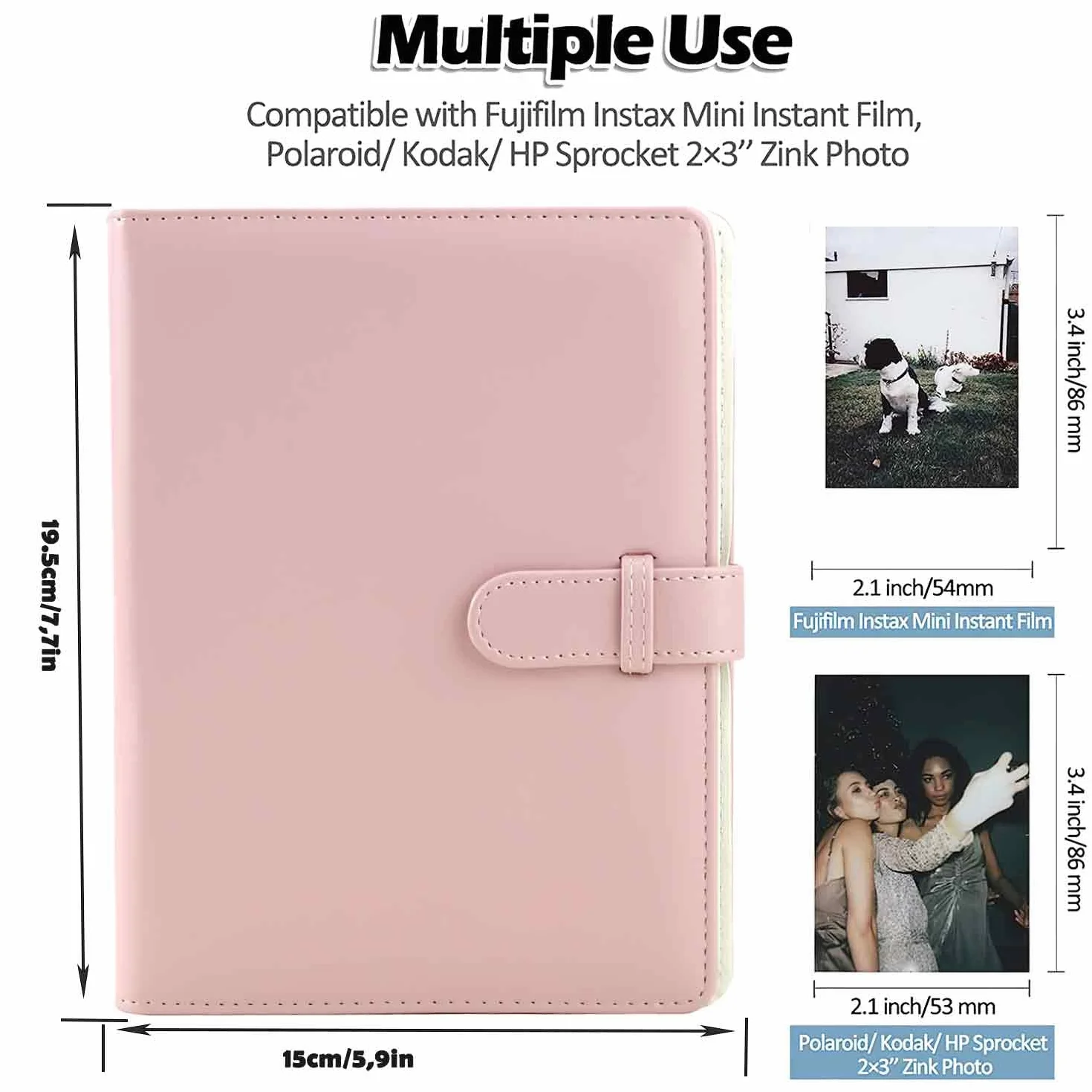 Album Photo 128 Mini Films pour Fujifilm Instax Mini LiPlay 11 90 70 50S 26 25 9 8+ 8 7S Appareil Photo Instantané (Rose)