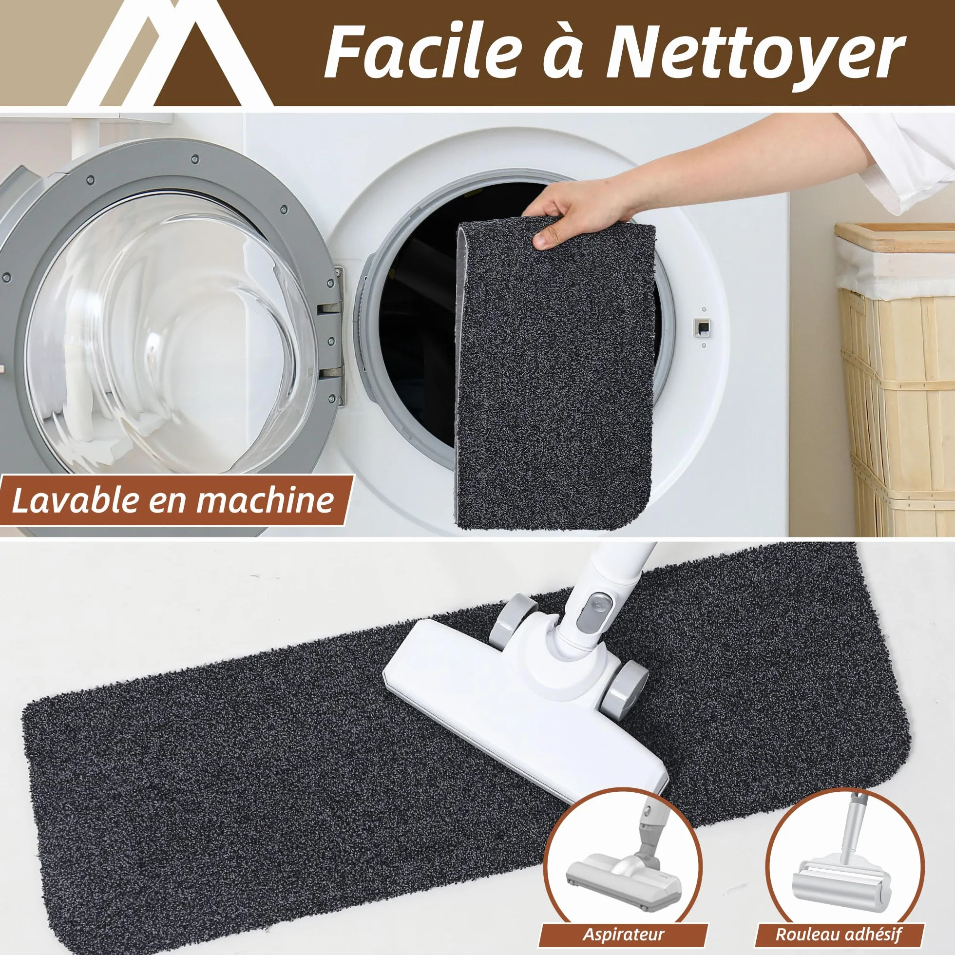 COSY HOMEER Moquette Escalier Antidérapante 70x22cm Lot de 4 Tapis Marchette Lavable TPE Auto-Adhésif Gris
