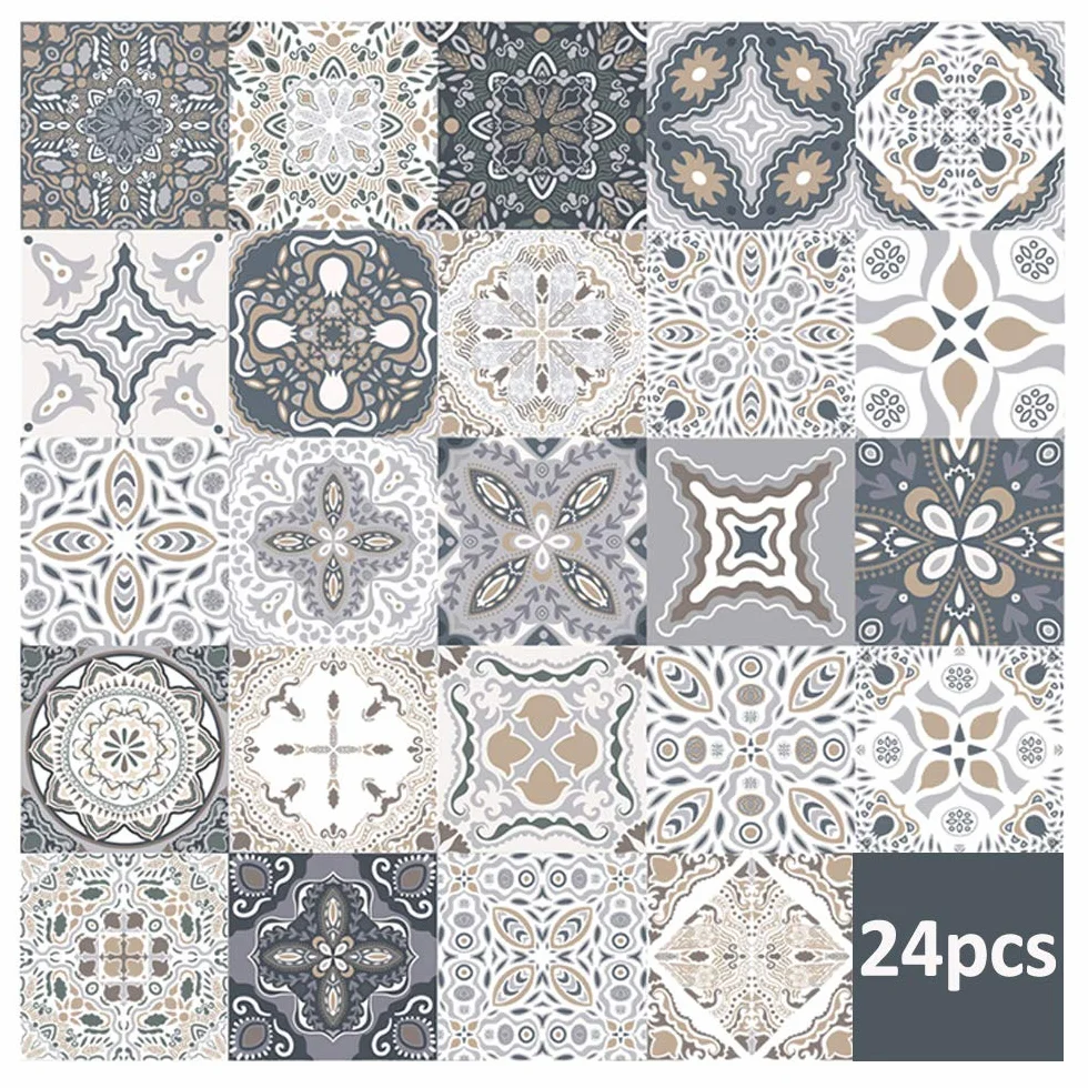 Stickers Carreaux Muraux Autocollant 24pcs 10x10cm Cuisine Salle De Bains Décor