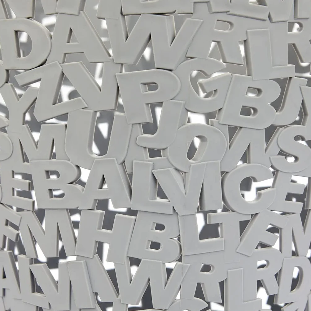 Balvi Corbeille à Papier Lettres Gris Plastique 30cm