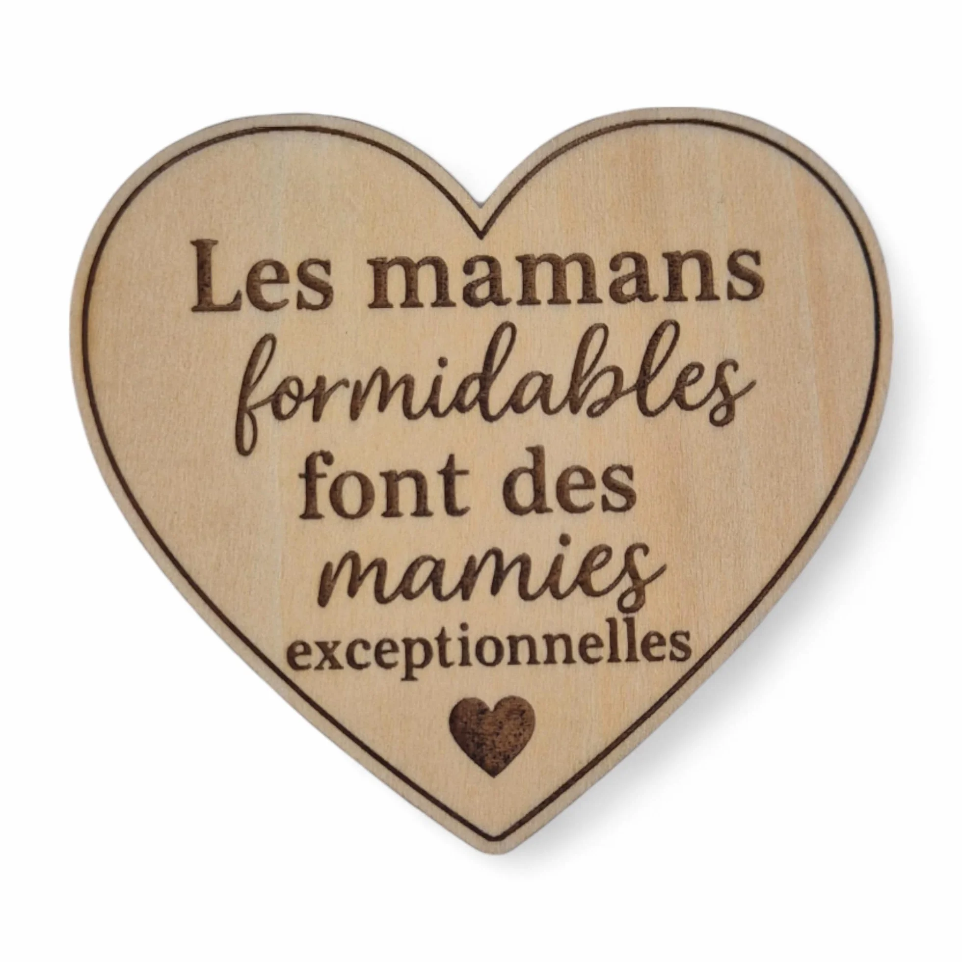 Magnet Décoratif en Bois Message pour Mamie en Forme de Cœur Annonce de Grossesse
