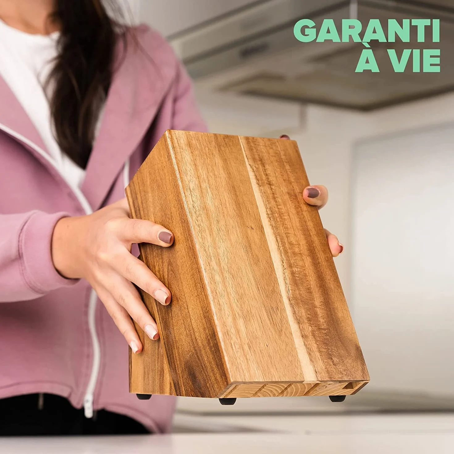 Coninx Bloc Couteaux de Cuisine en bois d'Acacia pour 15 Couteaux