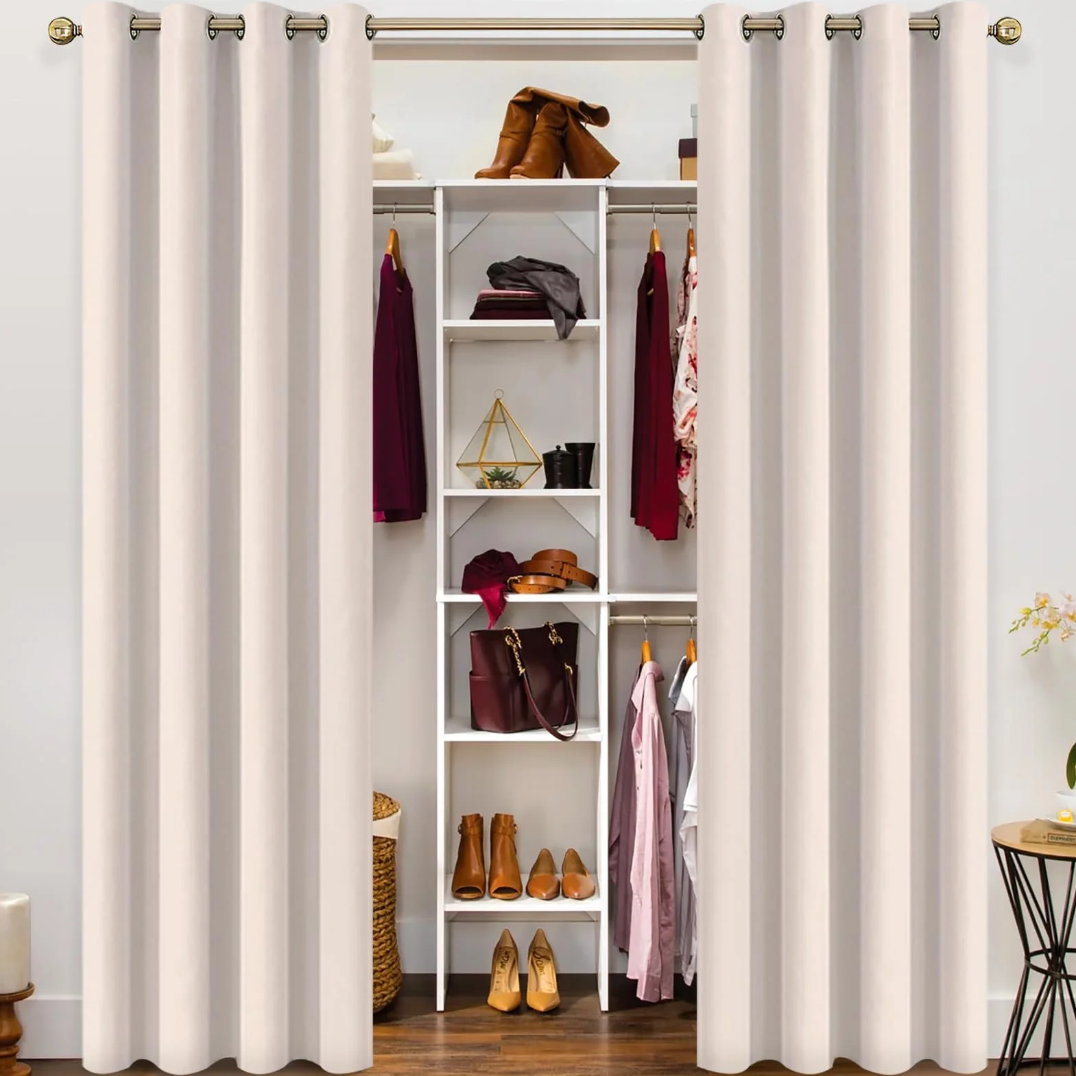 Rideau Occultant Thermique Isolant 140x240 cm Beige à Oeillets pour Porte Fenetre Dressing Salon, 1 Pièce