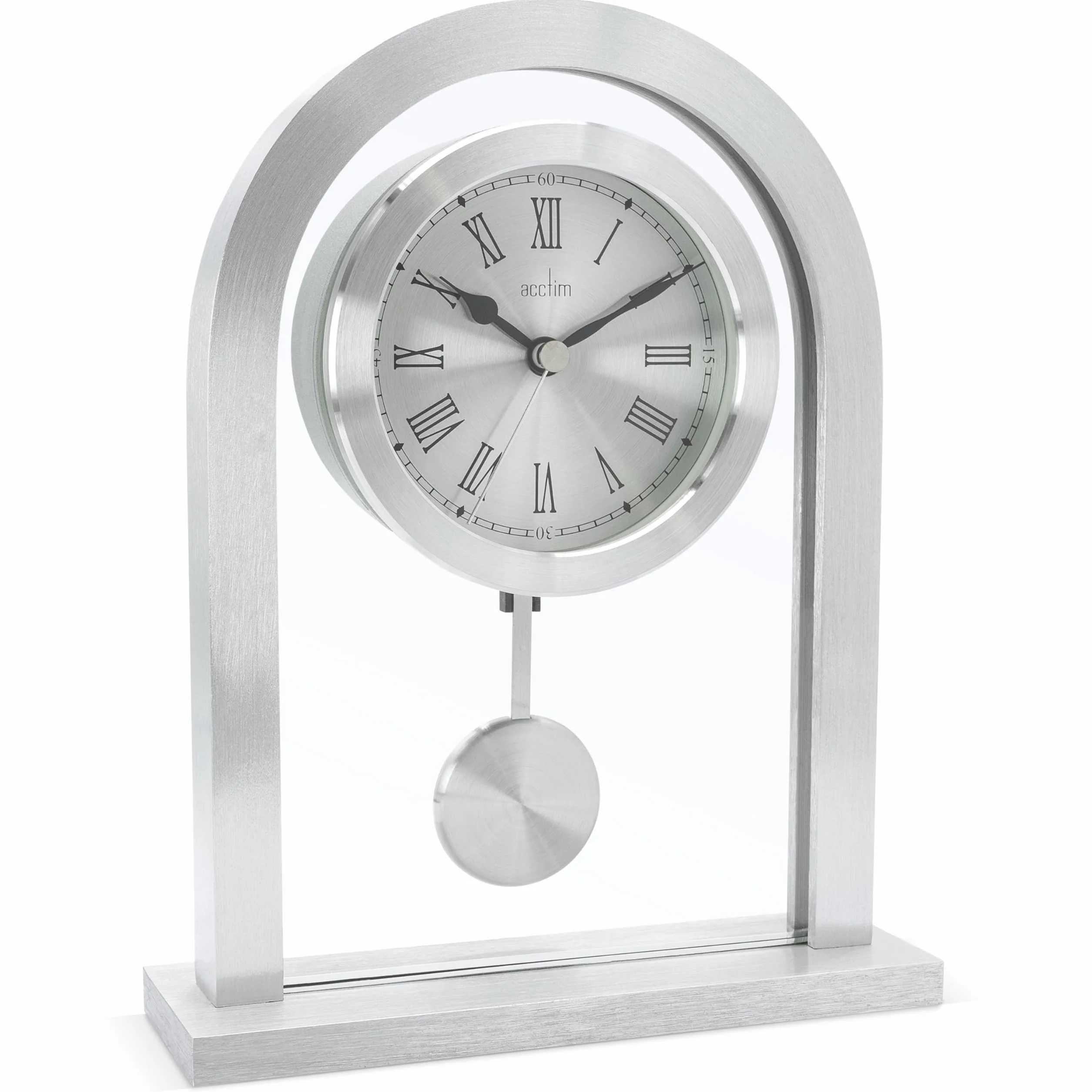 Acctim Pendule de cheminée argentée en Verre 200 x 165 x 50 mm