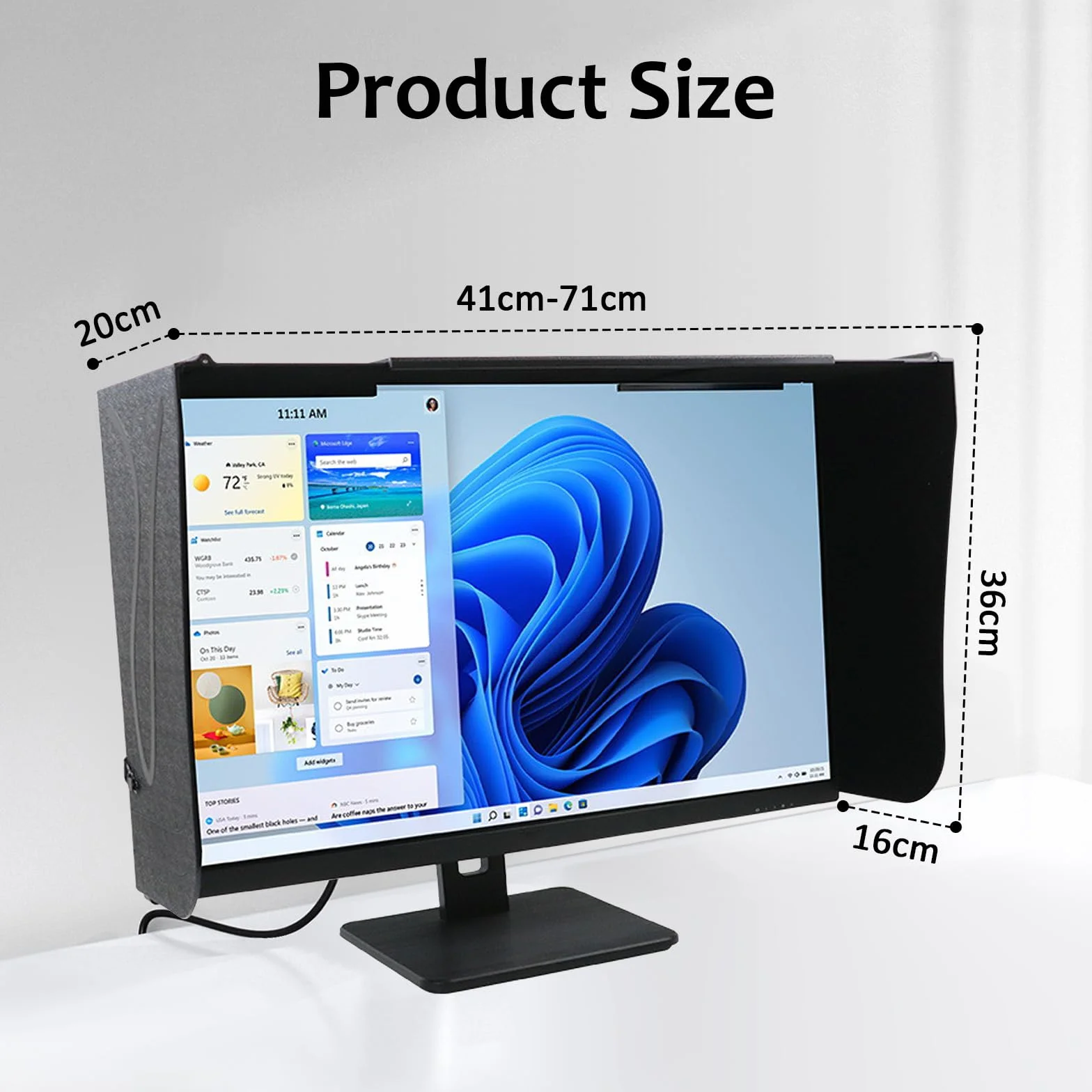Osłona przeciwsłoneczna monitora komputerowego, ekran o przekątnej 24-32 cali (regulowany od 41 do 71 cm), osłona przeciwsłoneczna komputera do zewnętrznej ramy monitora, przeciwodblaskowa i