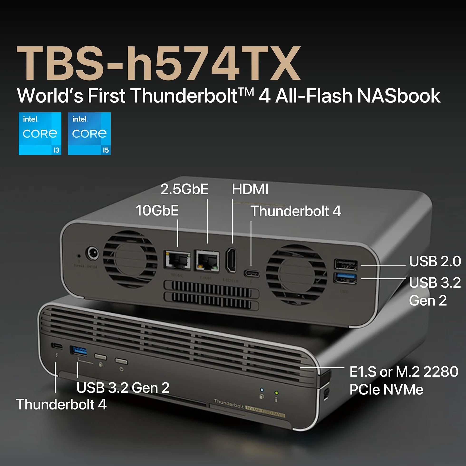QNAP TBS-H574TX Serveur NAS 5 Baies RAID 0/1/5/6/10/50/JBOD/60/Hot Spare RAM 16 Go 2.5 Gigabit Ethernet 10 Gigabit Ethernet iSCSI