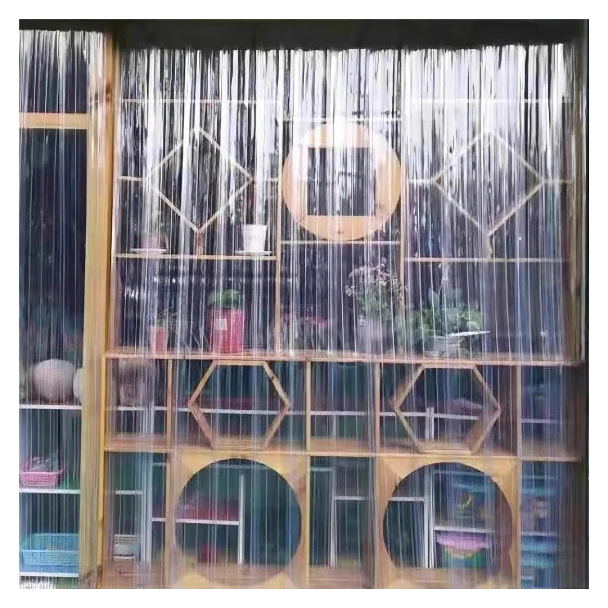 Rideau à Lamelles Vinyle Doux Kit de Rideaux Lanières en PVC Bandes Porte Plastique Balcon du Salon(63.0" W x 94.5" L/160x240cm)