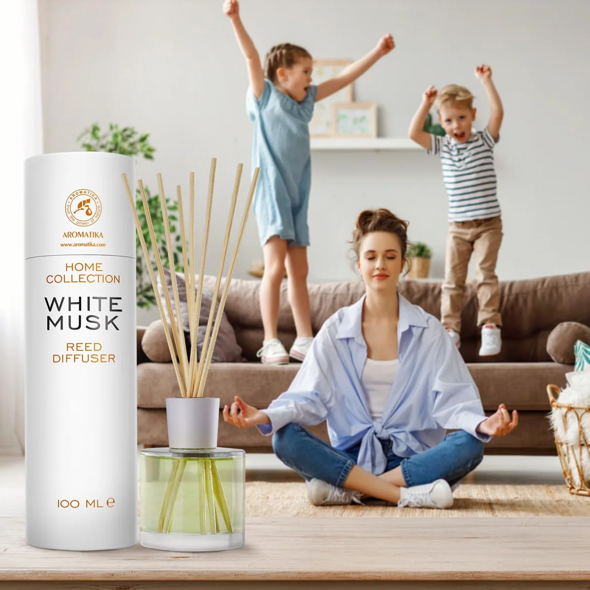Diffuseur de Parfum Musc Blanc 100 ML - Fraîche et Durable - Assainisseur d'Air - Aromathérapie