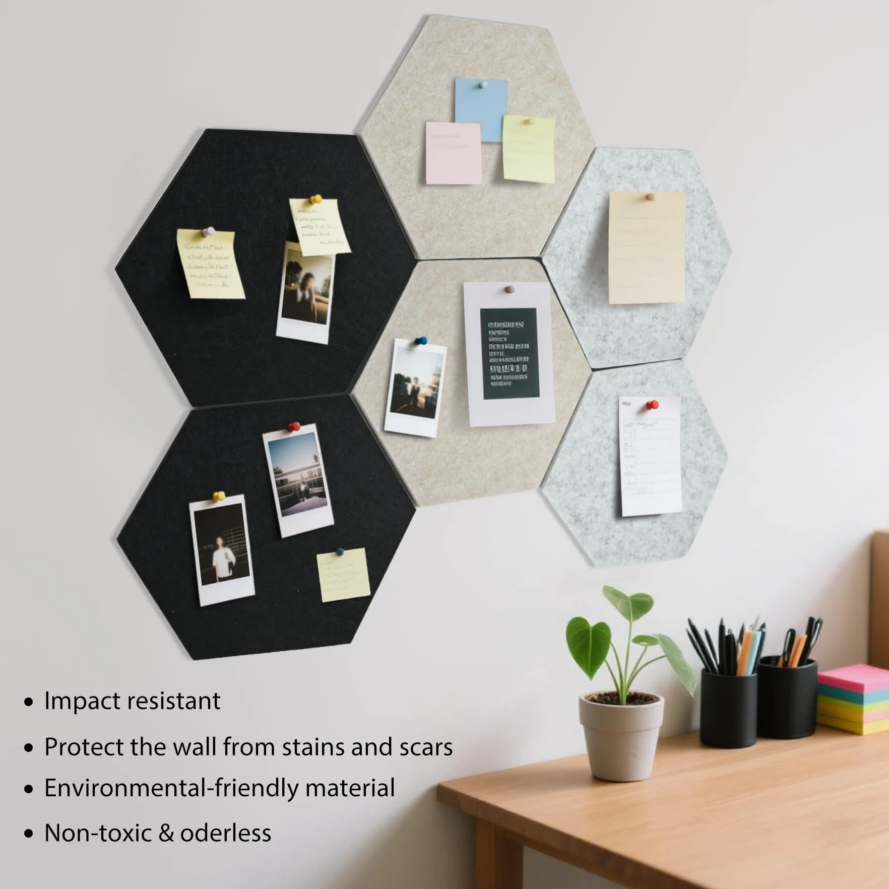 Autocollant mural hexagonal en feutre tableau mémo décoration murale cuisine chambre