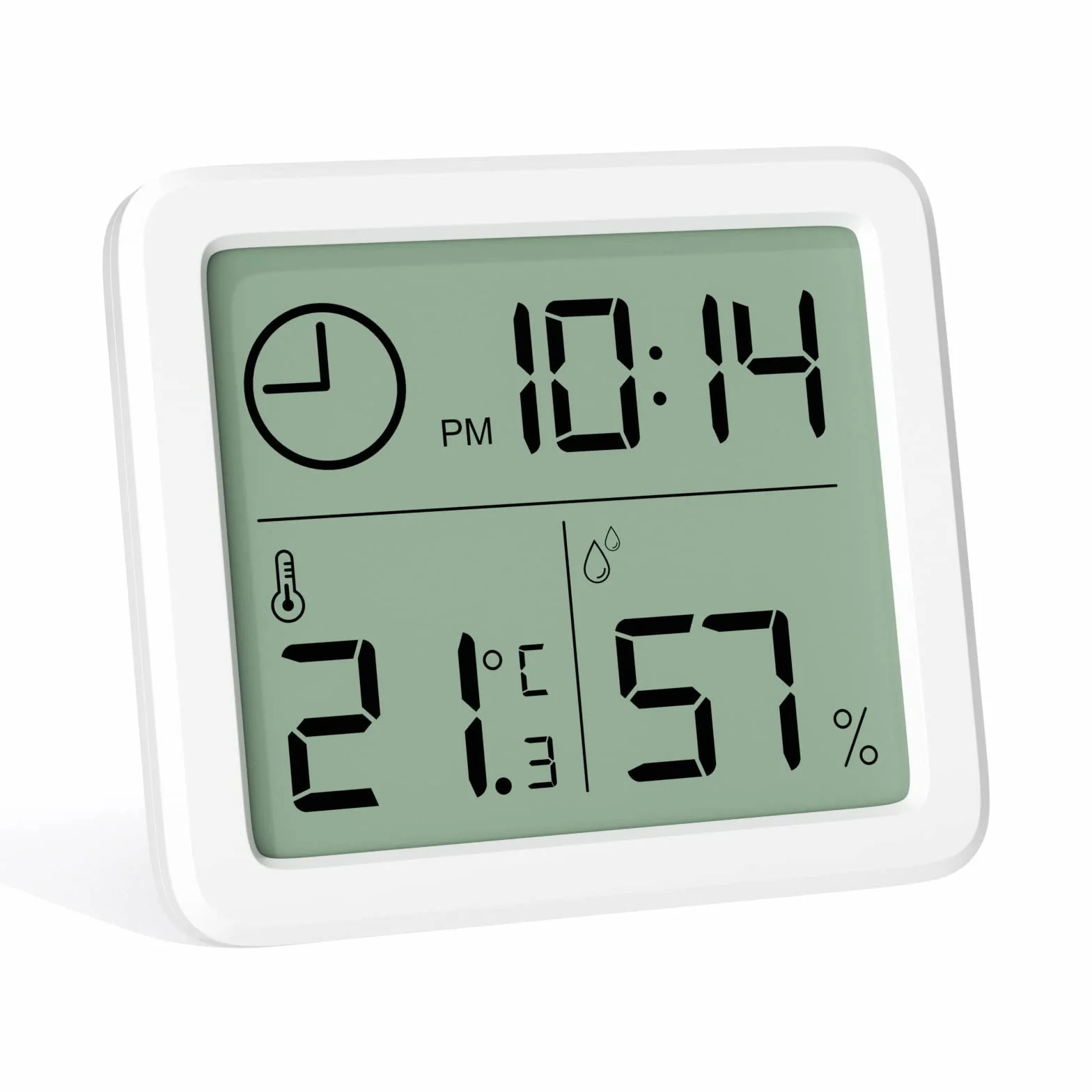 Professionnel Thermomètre Intérieur Numérique Hygromètre Portable Grand Écran avec Horloge Blanc Précis
