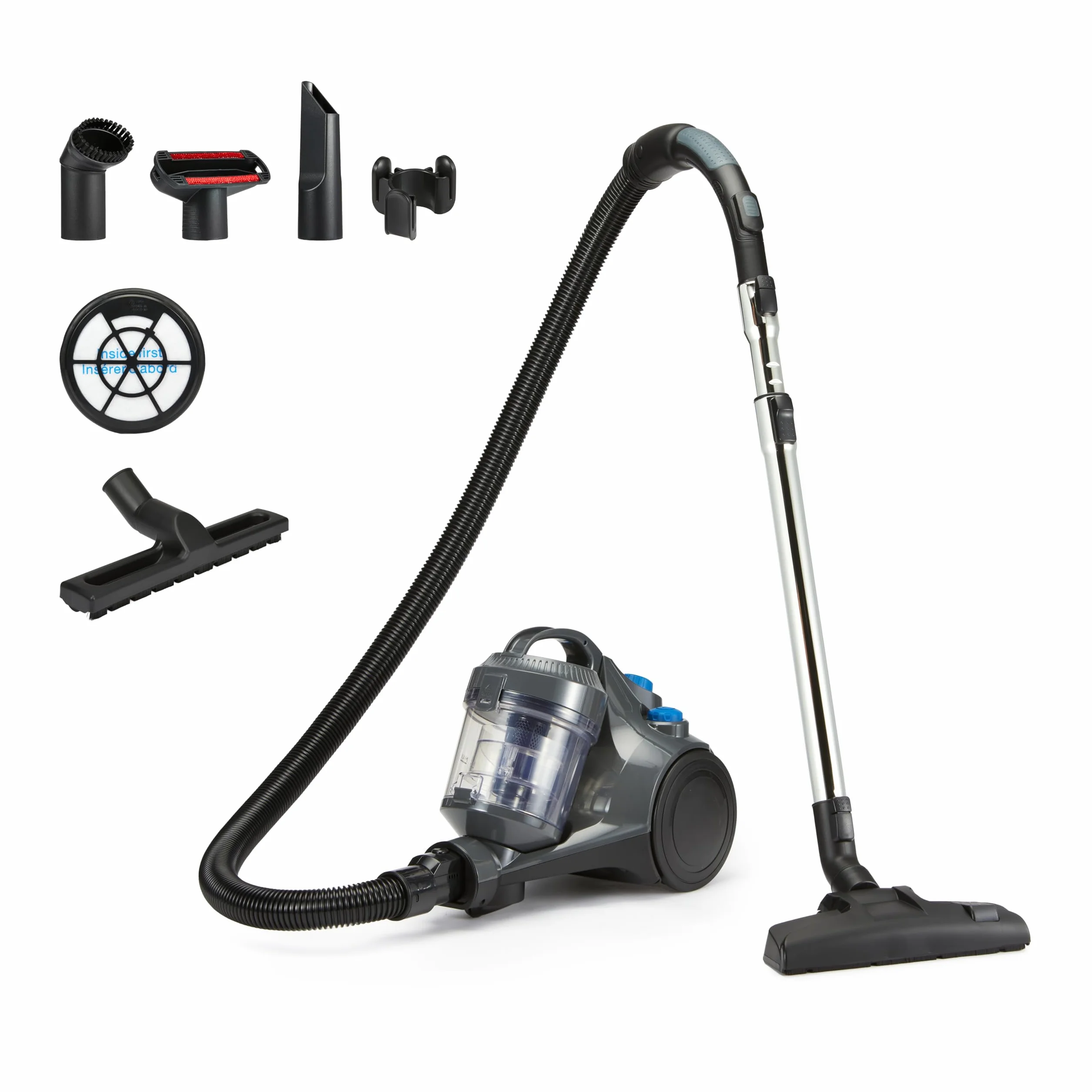 Amazon Basics Aspirateur Traineau sans Sac 850W 1.3L Compact Ultra-Léger Filtro HEPA Brosse Triple Action Gris