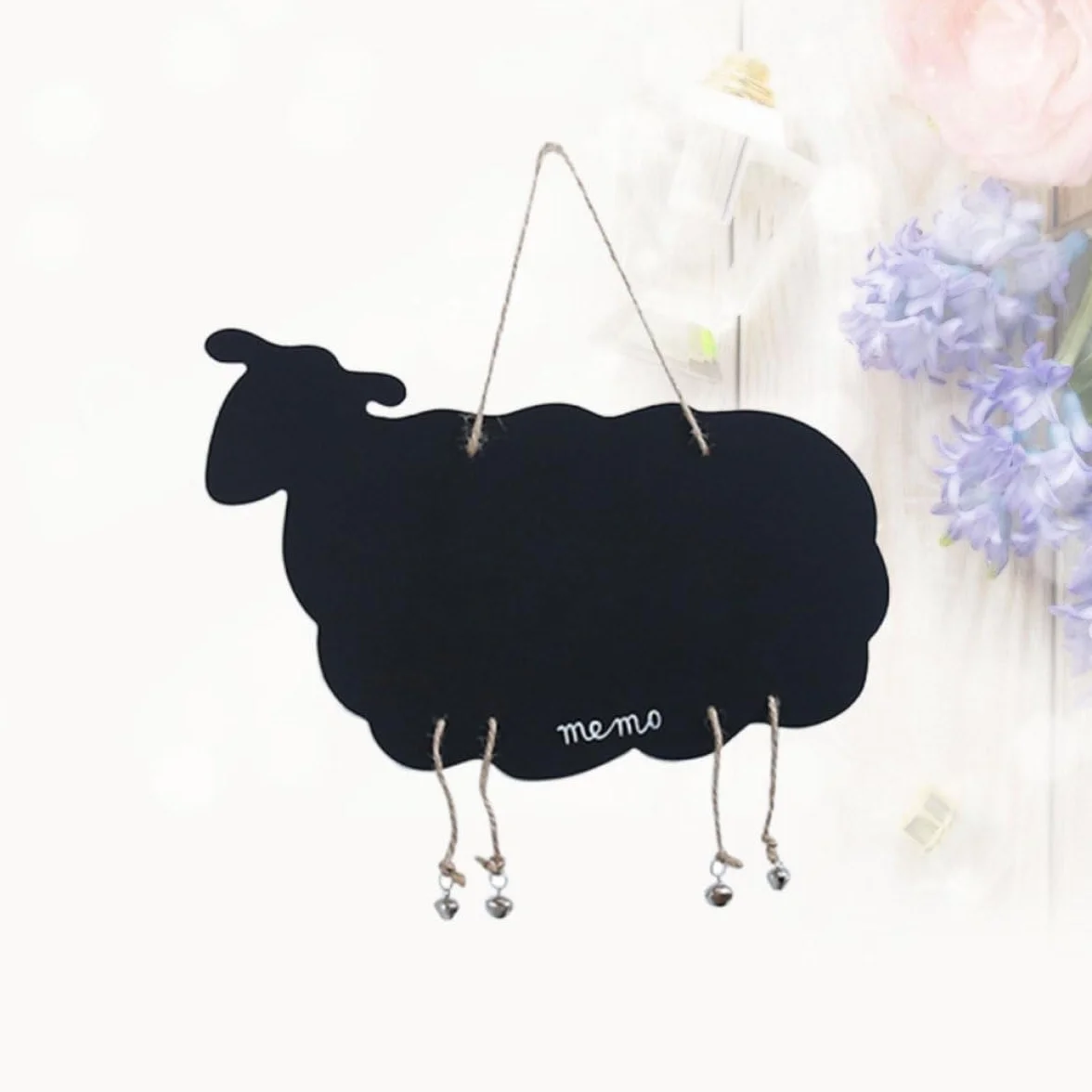 Sewroro Tableau Noir Suspendu en Bois Double Face Motif Mouton Panneau Décoratif Mural pour Maison